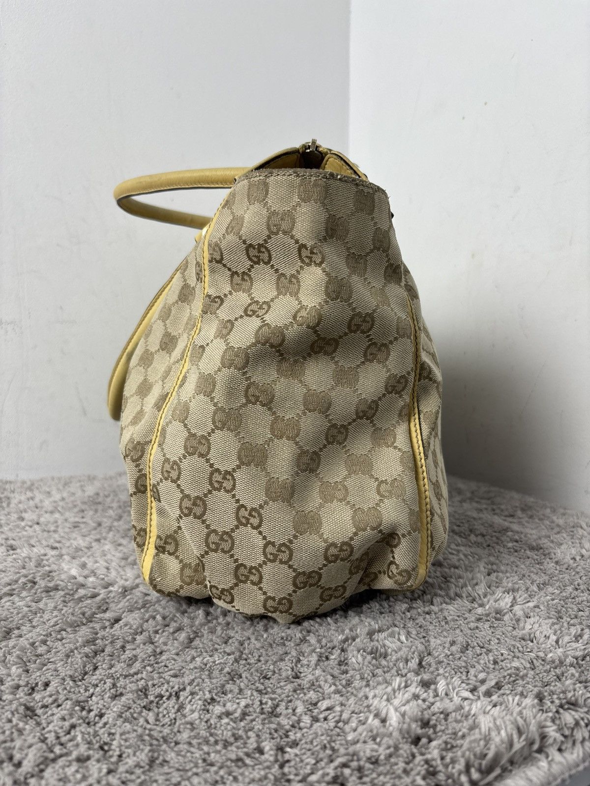 Gucci GUCCI GG Canvas Tote Bag Beige Gold Auth th540 Golden boston Size ONE SIZE - 10 Thumbnail
