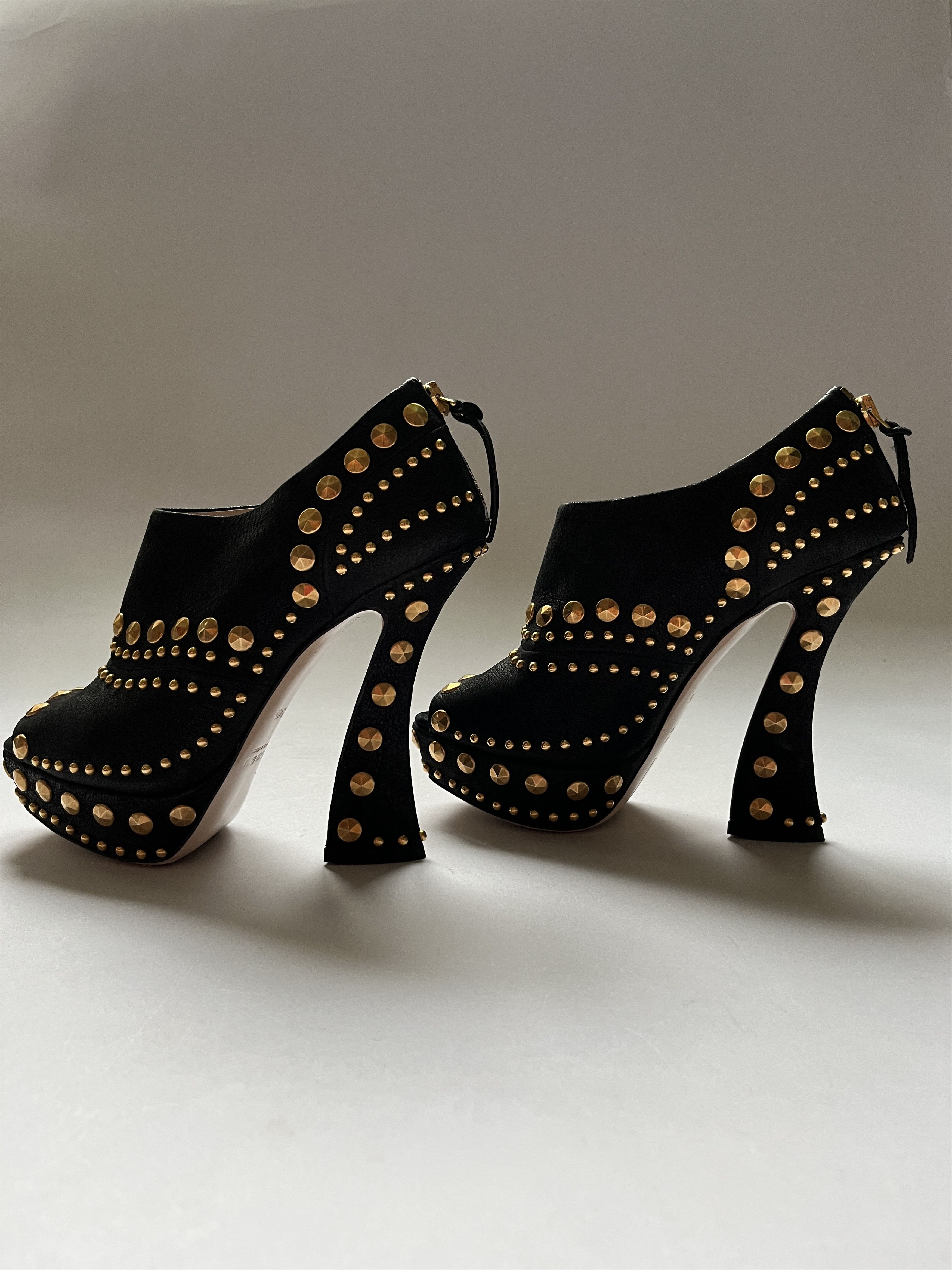 Miu Miu ⚡️QUICK SALE⚡️Miu Miu Black with Gold Stud Heels Size US 4.5 / IT 34.5 - 5 Thumbnail
