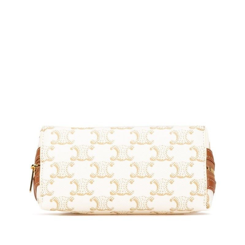 Celine Celine Triomphe Coated Canvas Chain Shoulder Bag White Size ONE SIZE - 4 Thumbnail