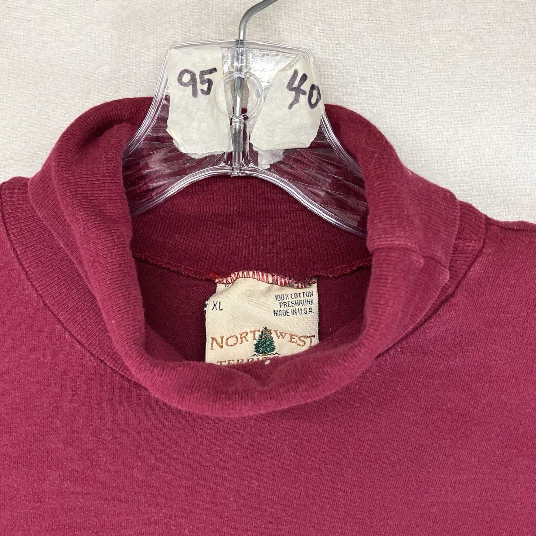 Vintage VINTAGE Northwest Territory T-Shirt Mens XL Burgundy Mock Neck Long Sleeve All Cotton Solid 80s 90s Grunge Retro Outdoor Classic Shirts Mens Size US XL / EU 56 / 4 - 4 Thumbnail