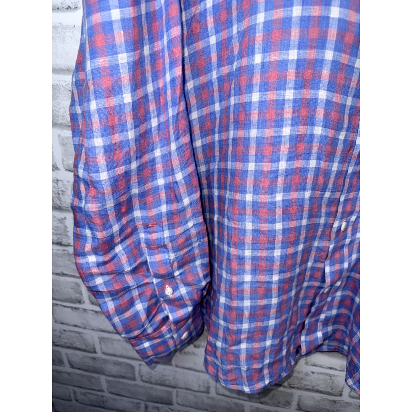 johnnie-O johnnie-O Shirt XL Mens Plaid Linen Button-Up Multicolor Santa Monica Long Sleeve Size US XL / EU 56 / 4 - 5 Thumbnail
