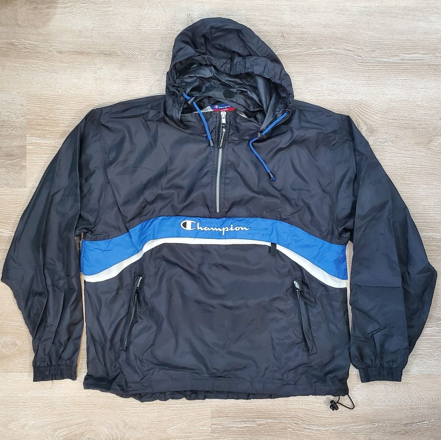 Champion × Vintage Vintage 90s CHAMPION Windbreaker Jacket Pullover 1/4 Zip Size US XL / EU 56 / 4 - 2 Thumbnail