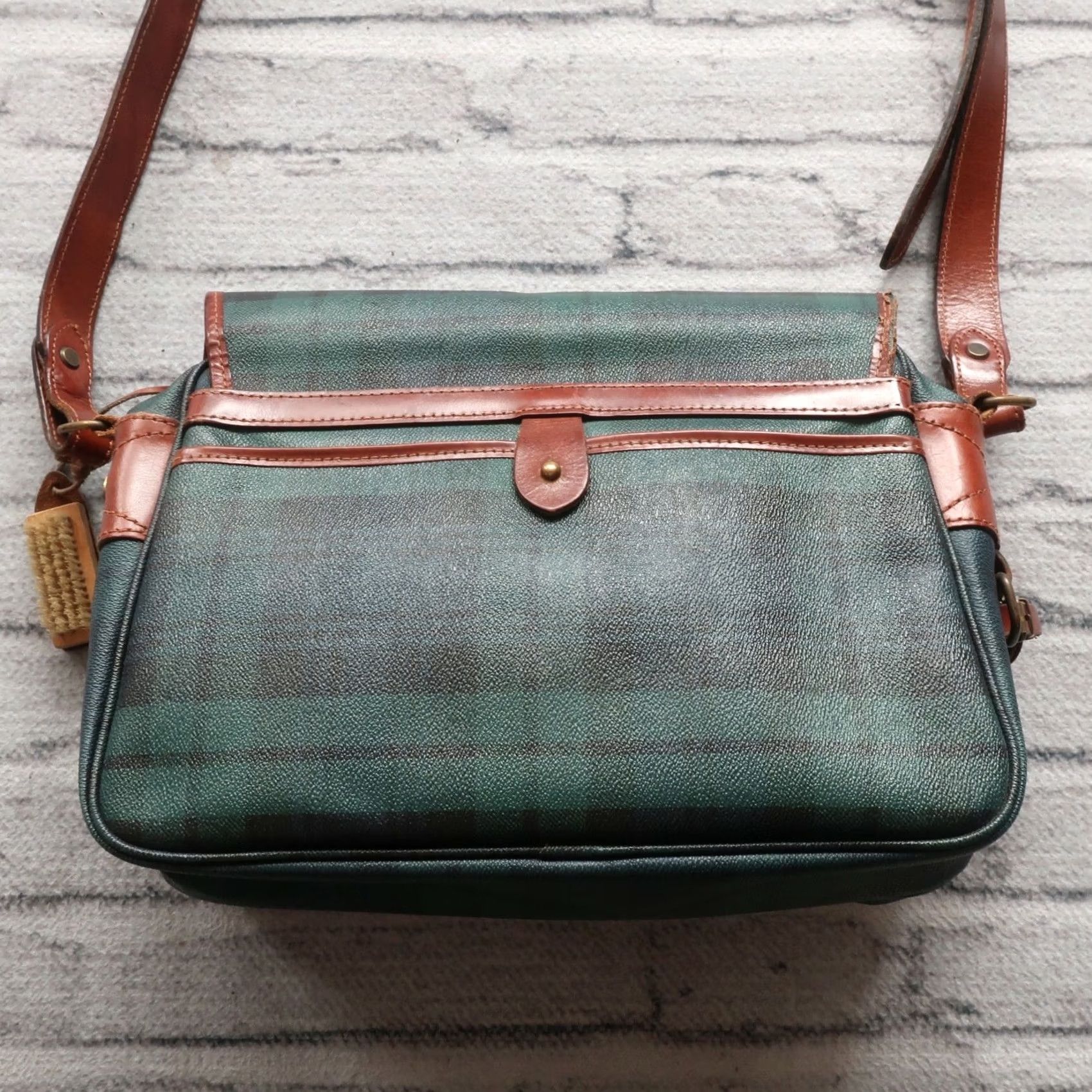 Polo Ralph Lauren Vintage Polo Ralph Lauren Blackwatch Messenger Purse Shoulder Bag Purse Women Leather Navy Green Pattern Blackwatch Large Size ONE SIZE - 5 Thumbnail