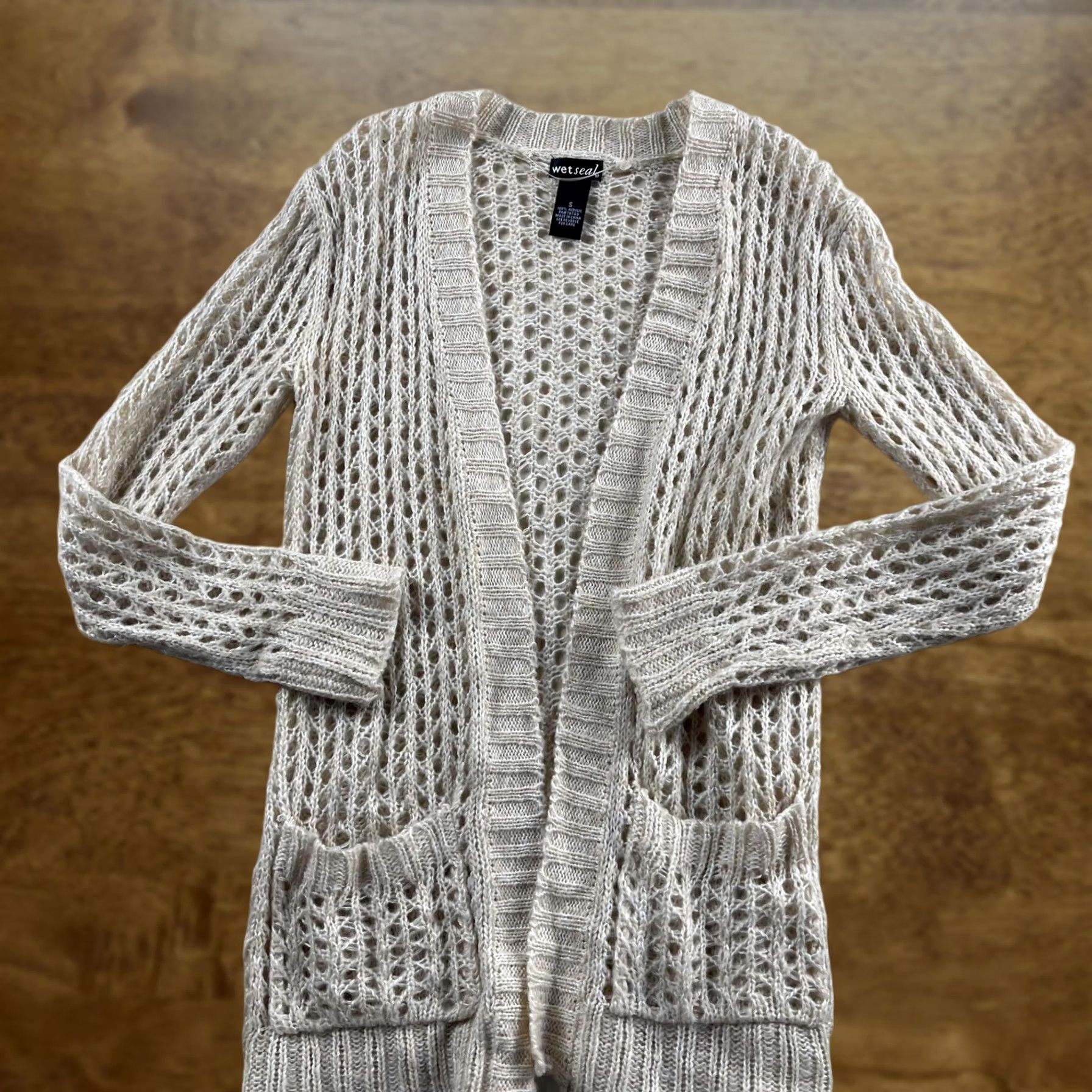 Vintage Y2K Wet Seal Cardigan Sweater Womens Small White Open Knit Long Sleeve Cozy Size S / US 4 / IT 40 - 1 Thumbnail