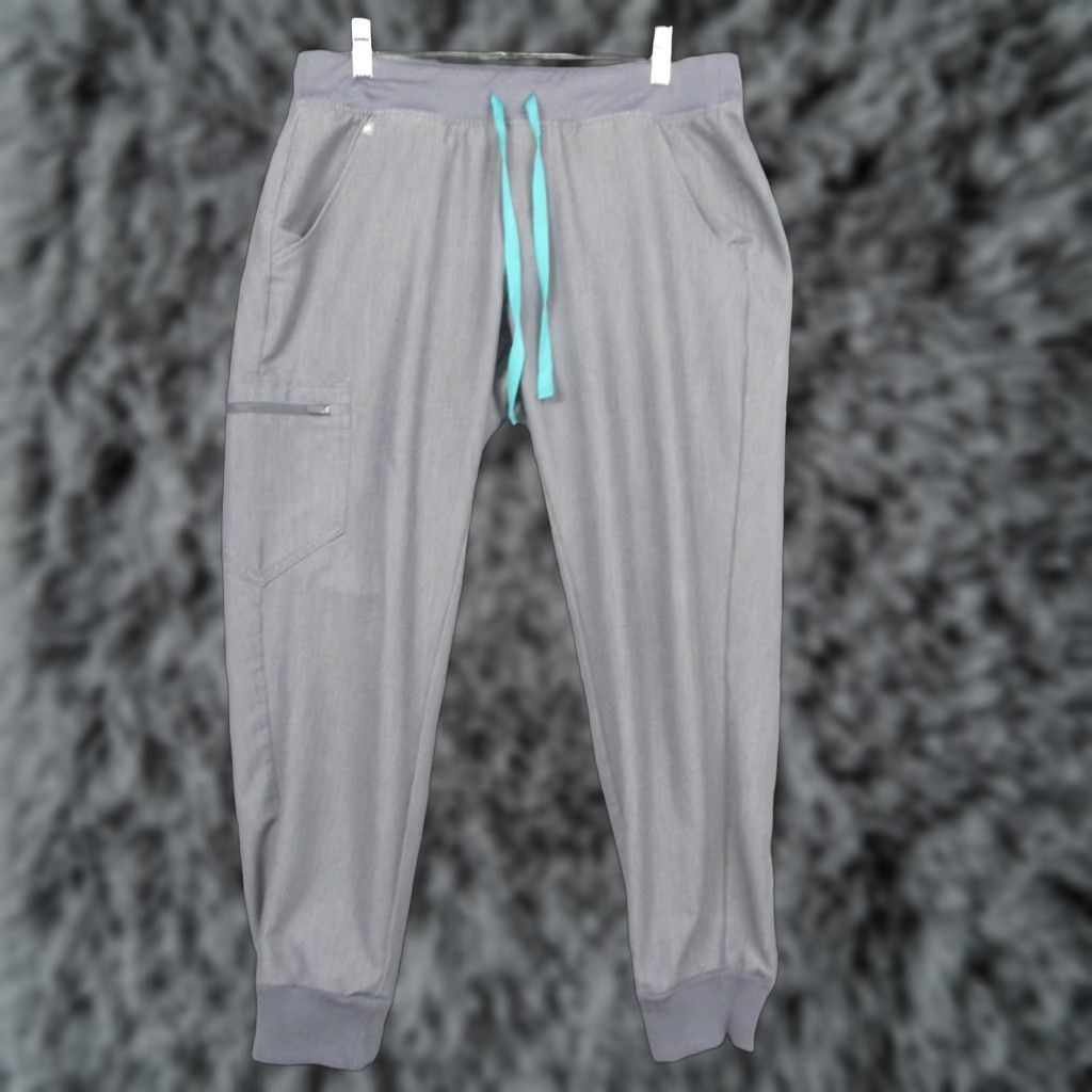 Vintage FIGS Scrub Pants Womens Medium Petite Gray Jogger Technical Collection Pockets Size 32" / US 10 / IT 46 - 1 Thumbnail
