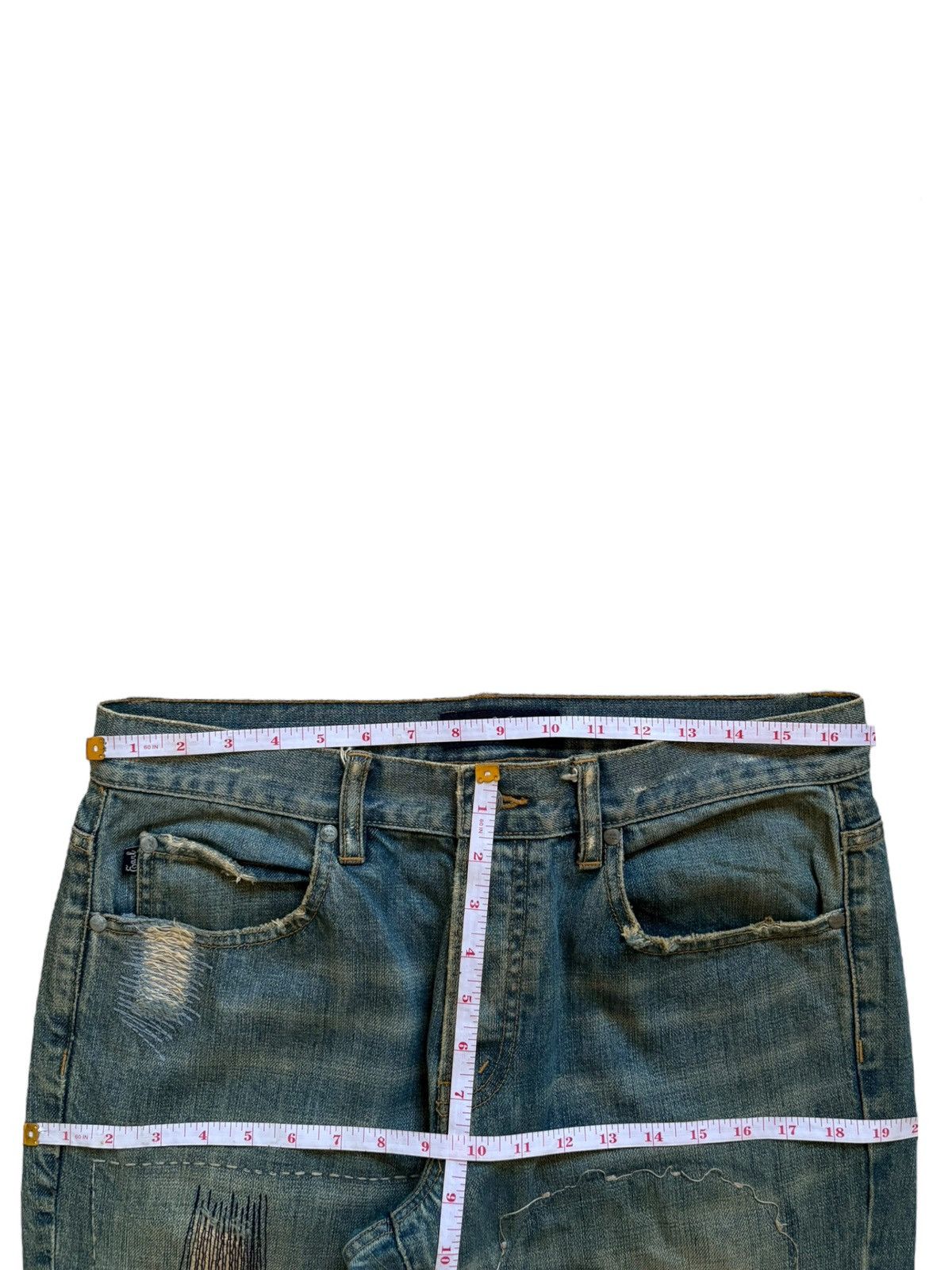Japanese Brand Vintage Japanese Brand Mud Wash Patched Flare Jeans Size US 34 / EU 50 - 11 Thumbnail