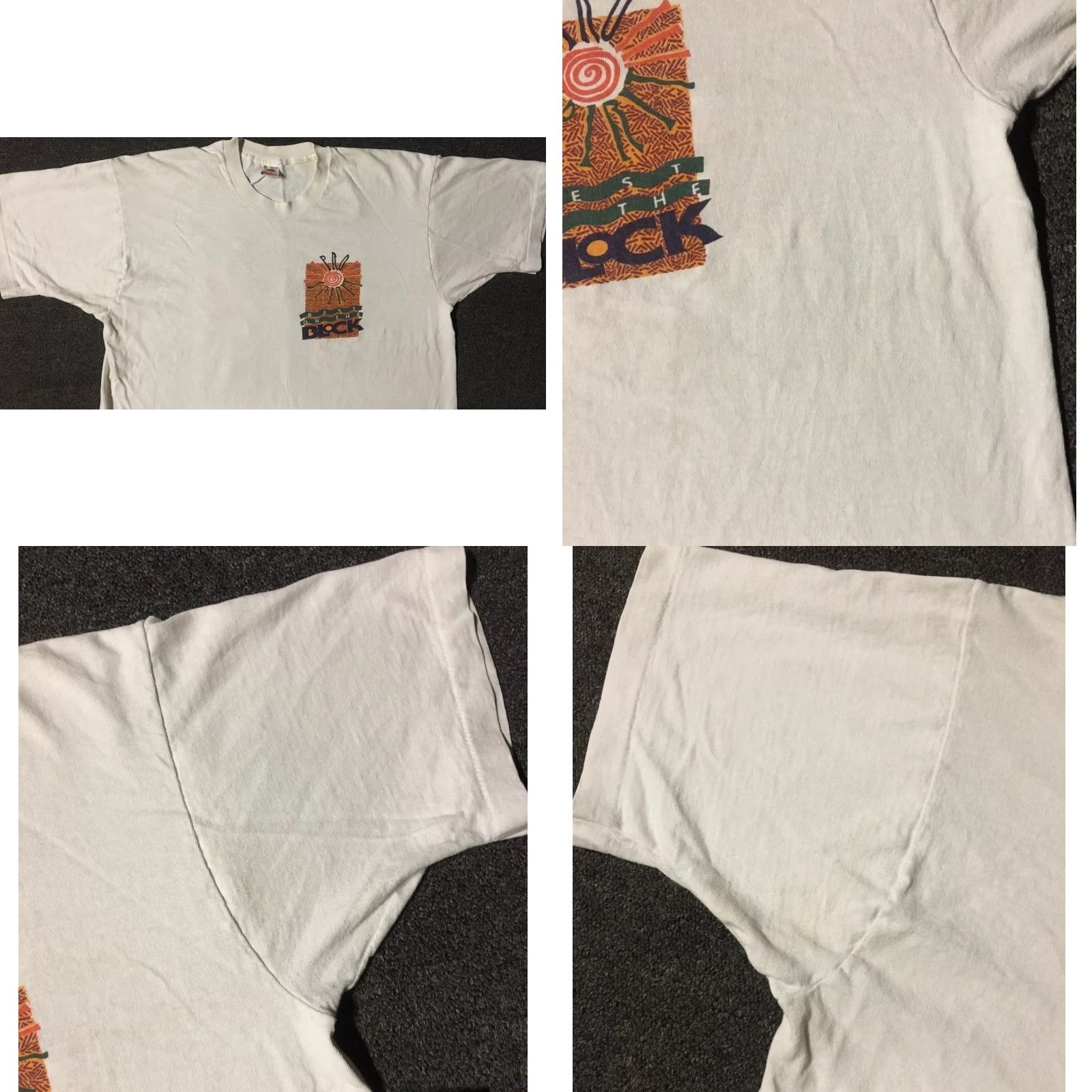 Vintage VINTAGE 90s Best On The Block Volleyball Faded Shirt XL White Men Short Sleeve T-Shirt Grunge Abstract School Track & Field USA Size US XL / EU 56 / 4 - 8 Thumbnail