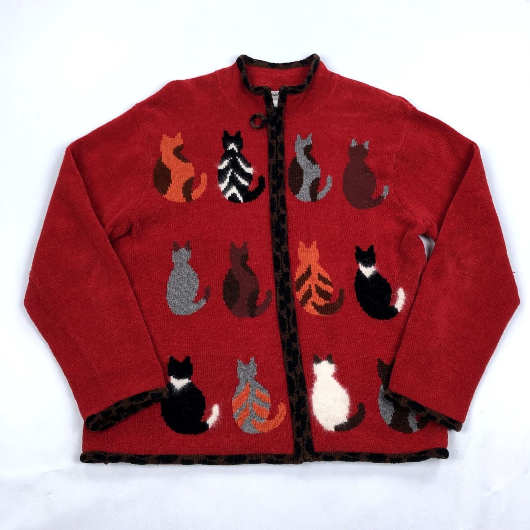 Coldwater Creek VINTAGE Coldwater Creek Cat Cardigan Sweater L Women Full Zip Mock Neck Knit All Seasons Size L / US 10 / IT 46 - 2 Thumbnail