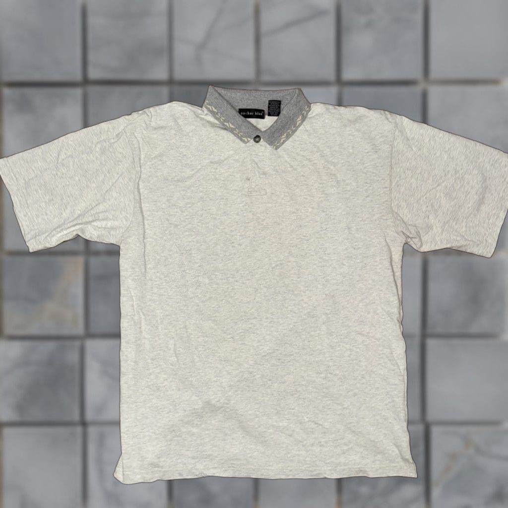Anchor Blue VINTAGE Anchor Blue Polo Shirt Grey L Men 100% Cotton 21x28 Grunge 90s Golfing Size US L / EU 52-54 / 3 - 1 Thumbnail