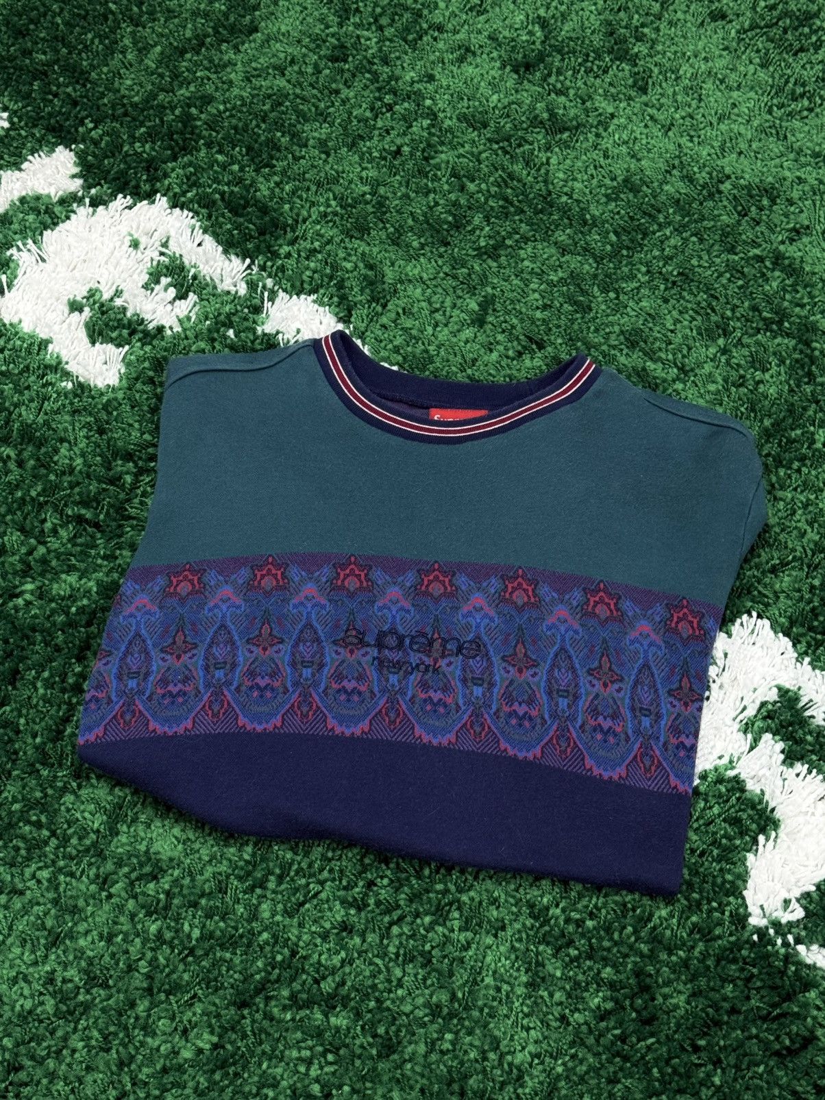 Supreme Supreme Paisley Stripe Euro Logo Long Sleeve Tee Medium SS19 Size US M / EU 48-50 / 2 - 3 Thumbnail