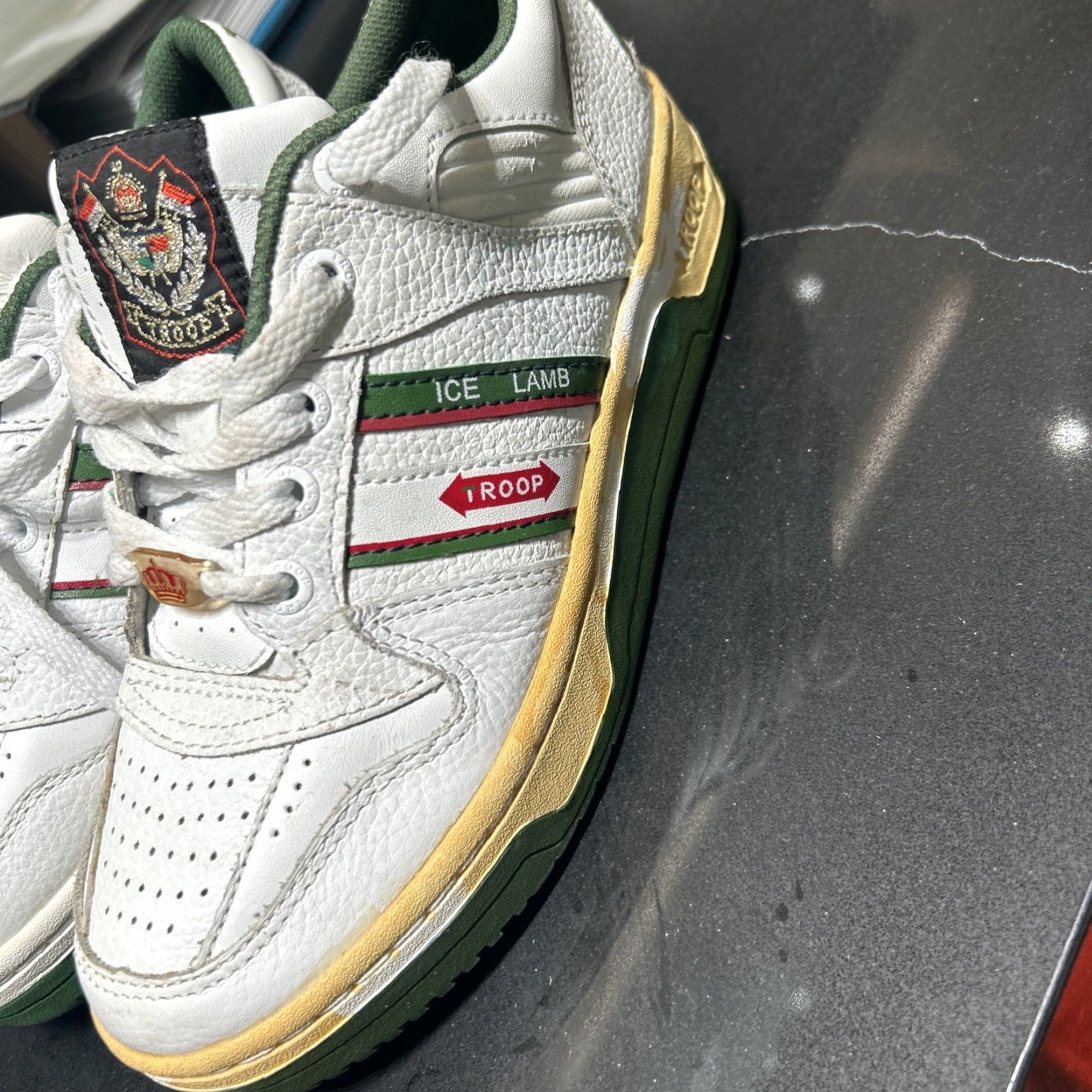 Vintage VINTAGE Troop Hip Hop Sneaker Men Size 4.5 White Green Y2K Troop Ice Lamb Sneakers Size US 5 / EU 37 - 2 Thumbnail
