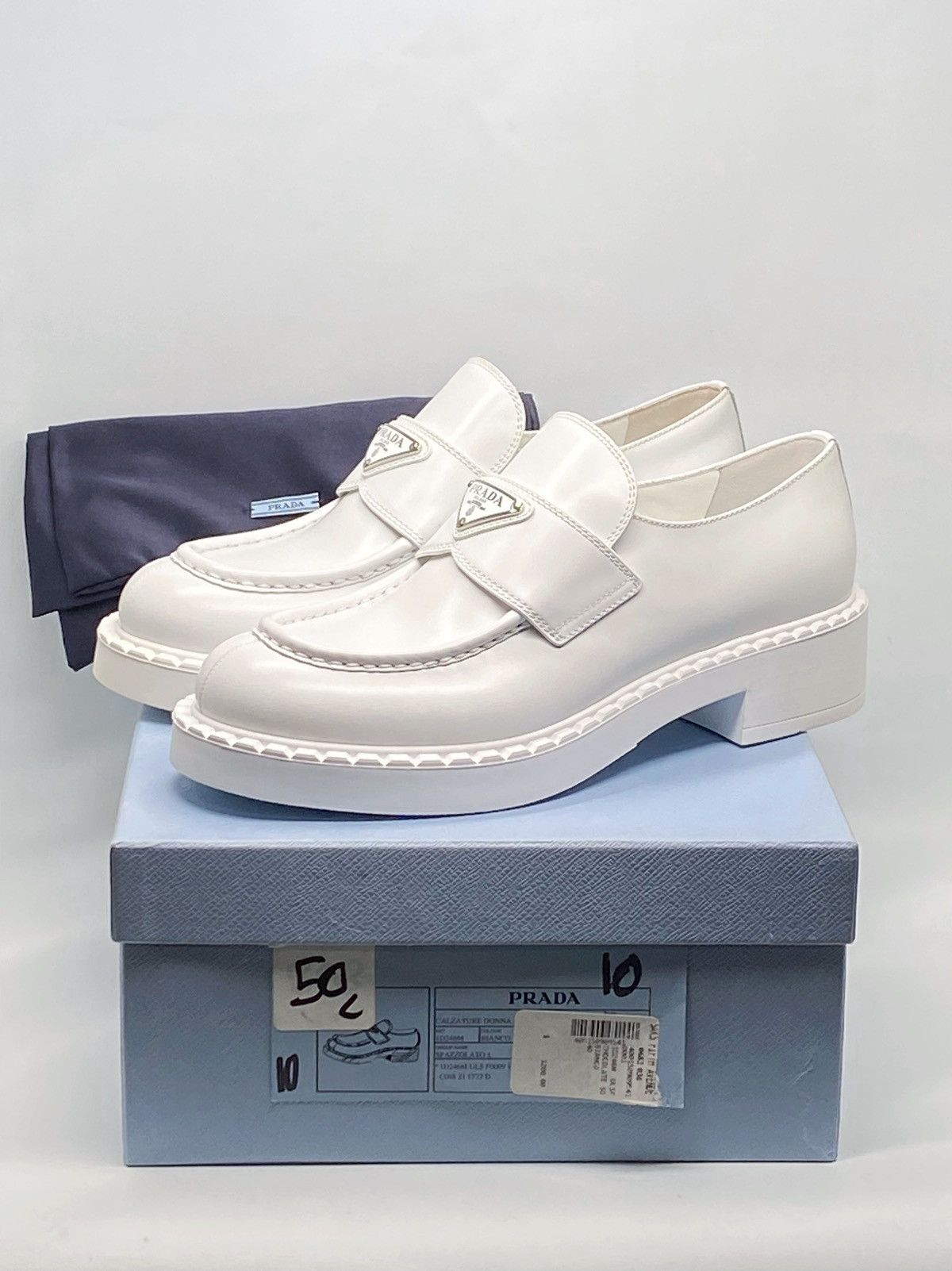 Prada Prada Spazzolato Logo Platform Leather Loafers size 40 Size US 10 / IT 40 - 12 Thumbnail