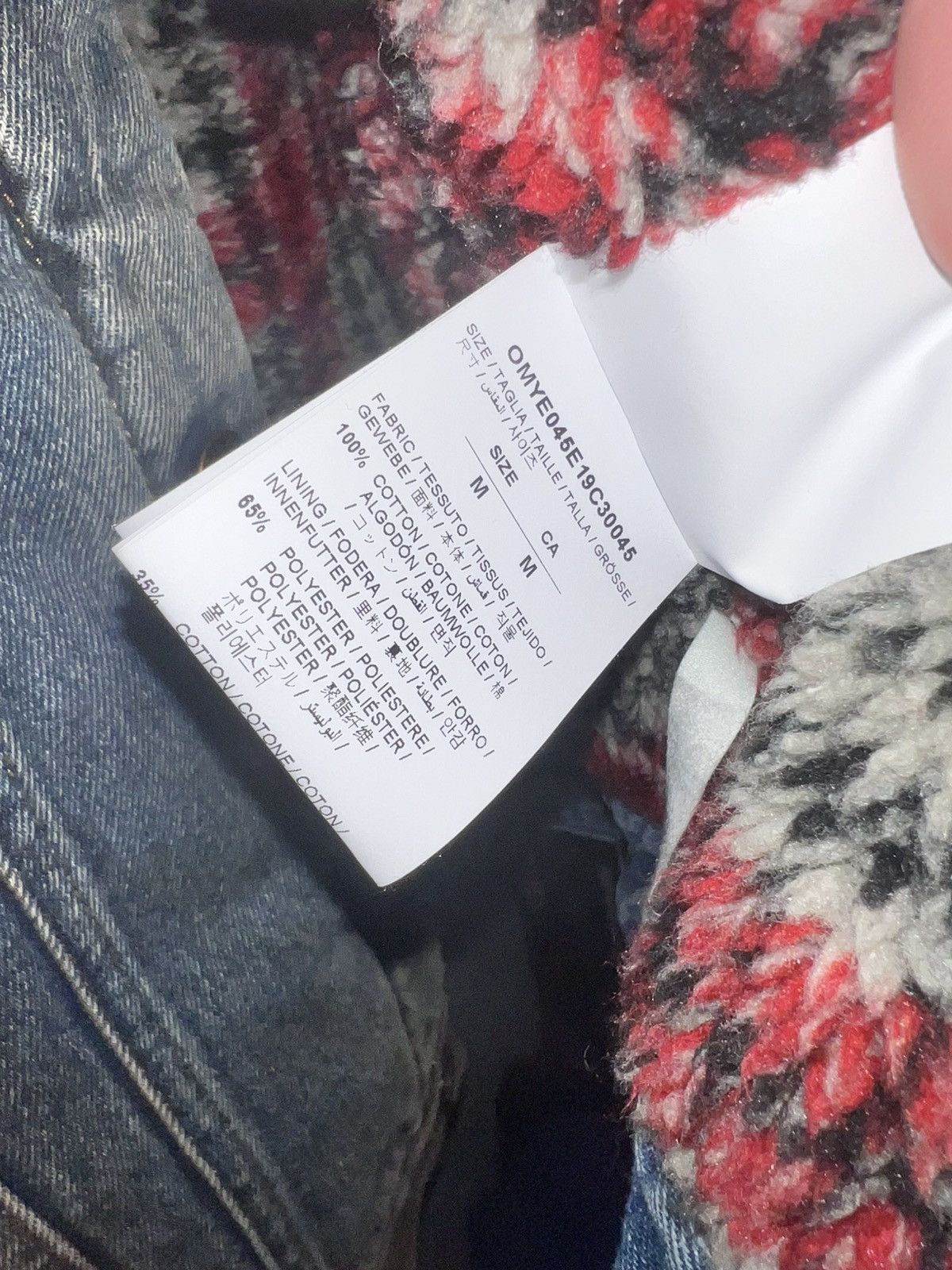 Off-White OFF-WHITE MEN'S DIRTY JEAN JACKET W/ PLAID FAUX SHEARLING Size US S / EU 44-46 / 1 - 7 Thumbnail
