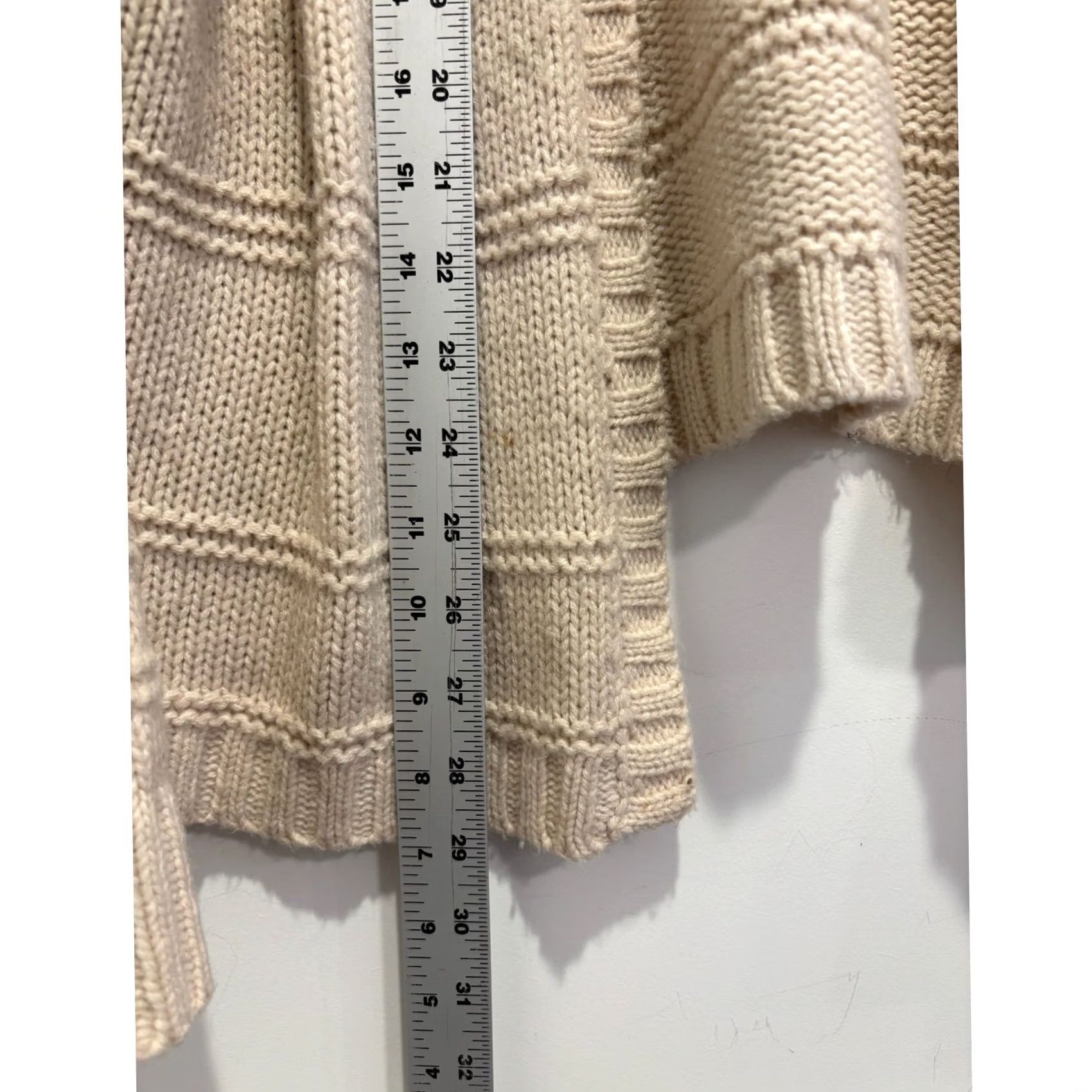 Vintage Harper Heritage Sweater Small Beige Cream Chunky Knit Open Front Cardigan Size S / US 4 / IT 40 - 6 Thumbnail