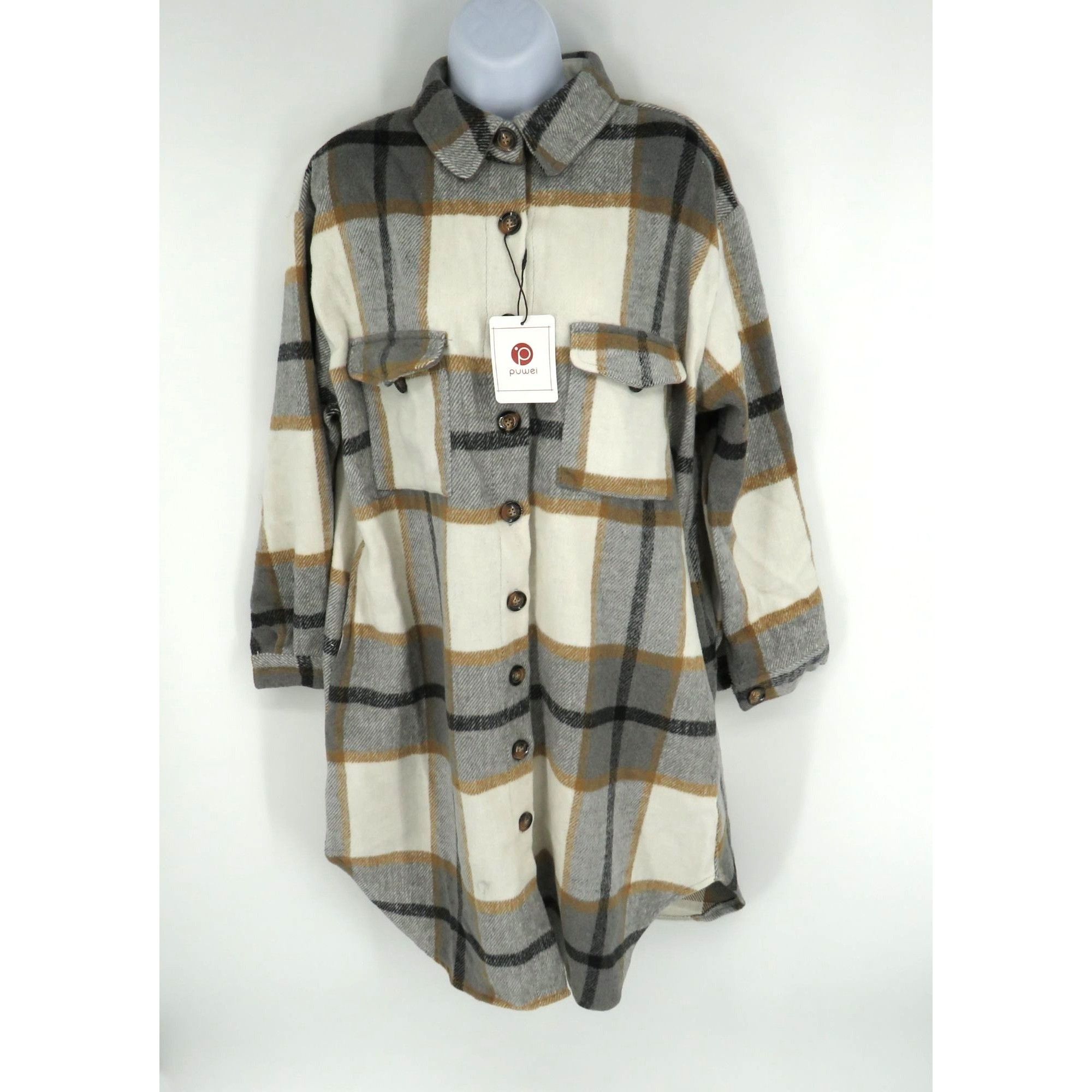 Other Puwei Womens Plaid Button-Up Long Sleeve Shirt Jacket Medium Size M / US 6-8 / IT 42-44 - 1 Thumbnail
