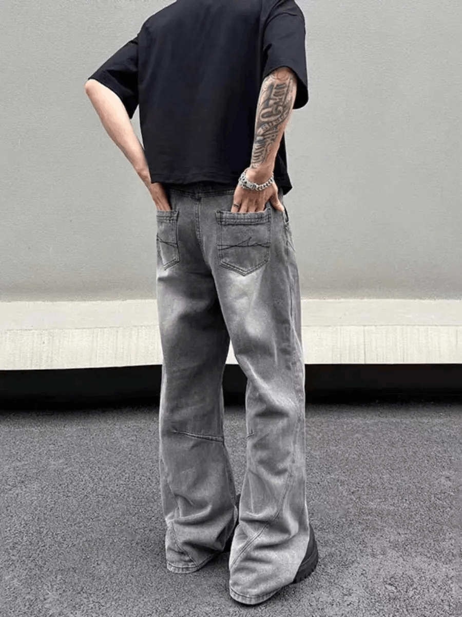 Japanese Brand × Jean Washed vintage micro flare smoky gray baggy jeans Size US 34 / EU 50 - 2 Thumbnail