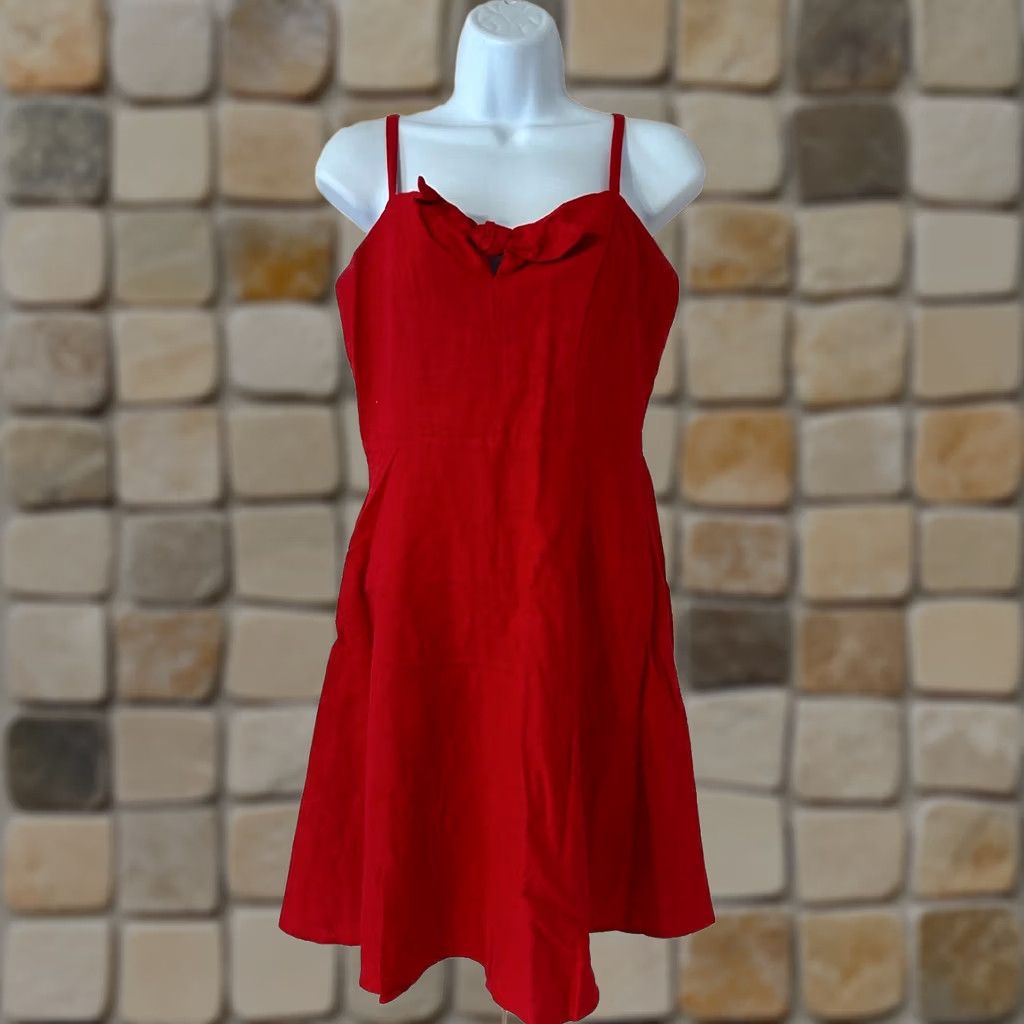 Old Navy Old Navy Linen Blend Cami Dress - Red, S, Knee Length, Sleeveless Size S / US 4 / IT 40 - 1 Thumbnail