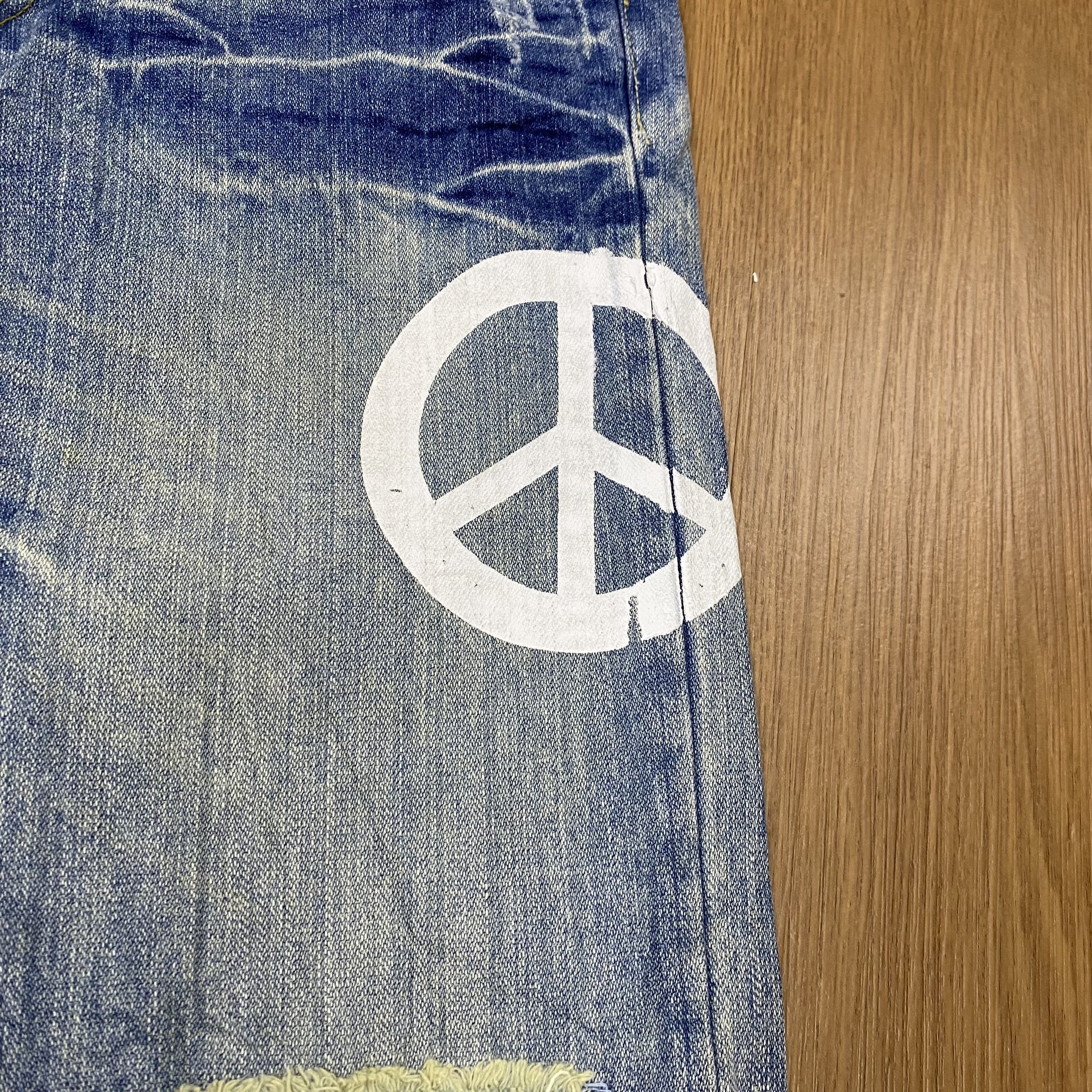 Japanese Brand × Vintage Vintage PEACE Jeans Painted Denim Distress CD151 Size US 31 - 6 Thumbnail