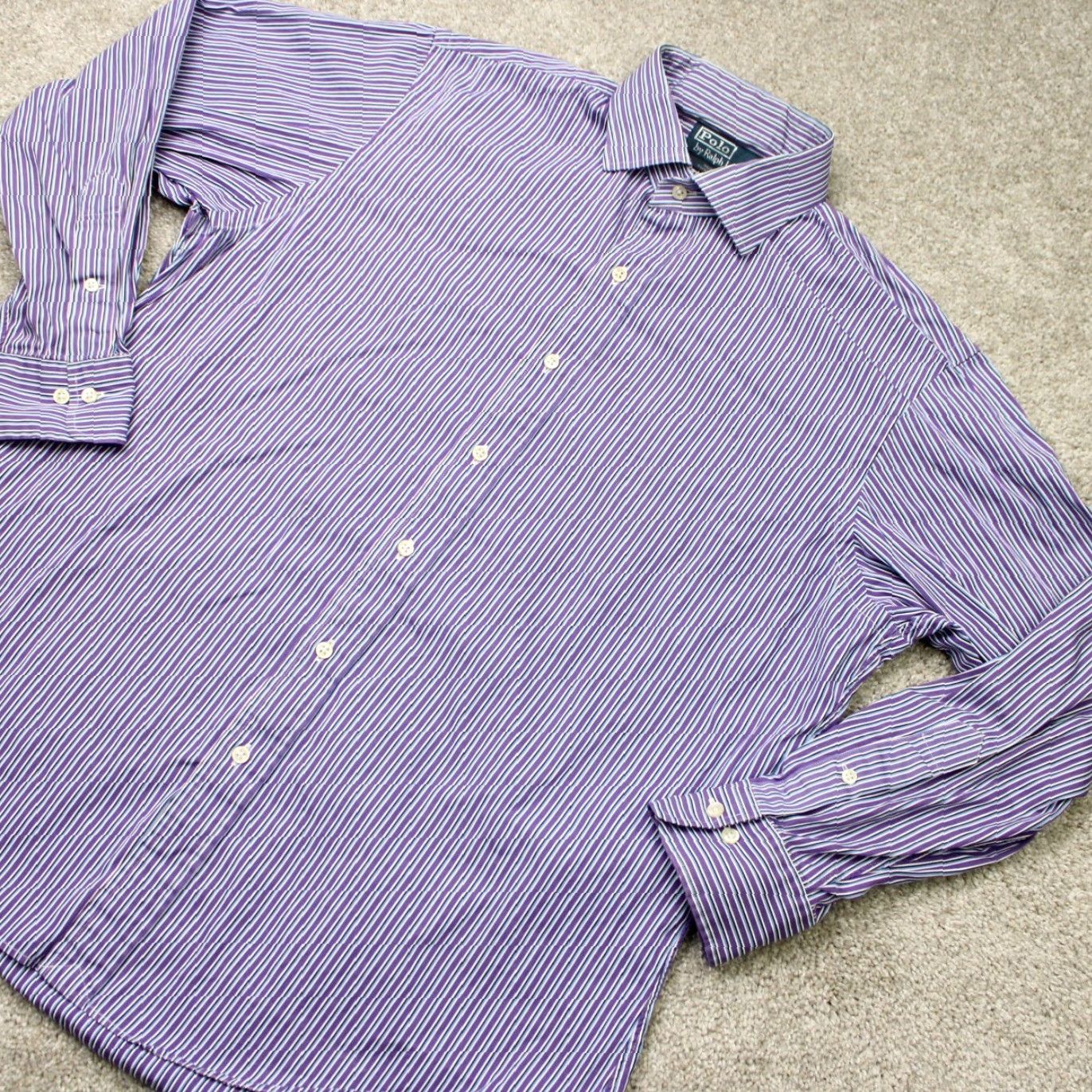 Polo Ralph Lauren Polo Ralph Lauren Shirt Mens 16 1/2, 32/33 Purple Regent Custom Fit Cotton L/S Shirt Mens Purple 16.5 Regular Classic Colorful 100% Cotton Boy? Size US XL / EU 56 / 4 - 4 Thumbnail