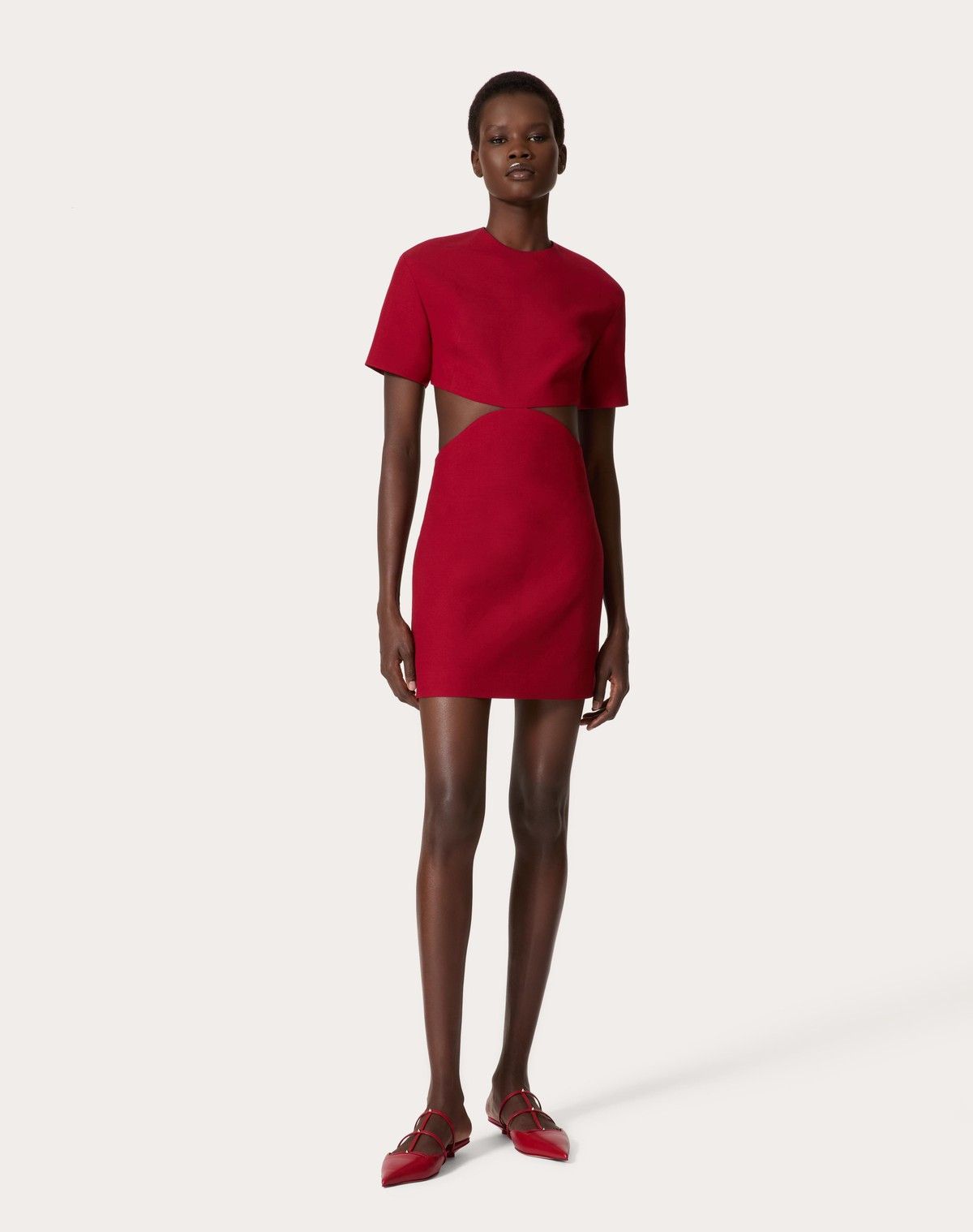 Valentino o1s1wg110525 Crepe Couture Short Dress in Red Size XS / US 0-2 / IT 36-38 - 4 Thumbnail