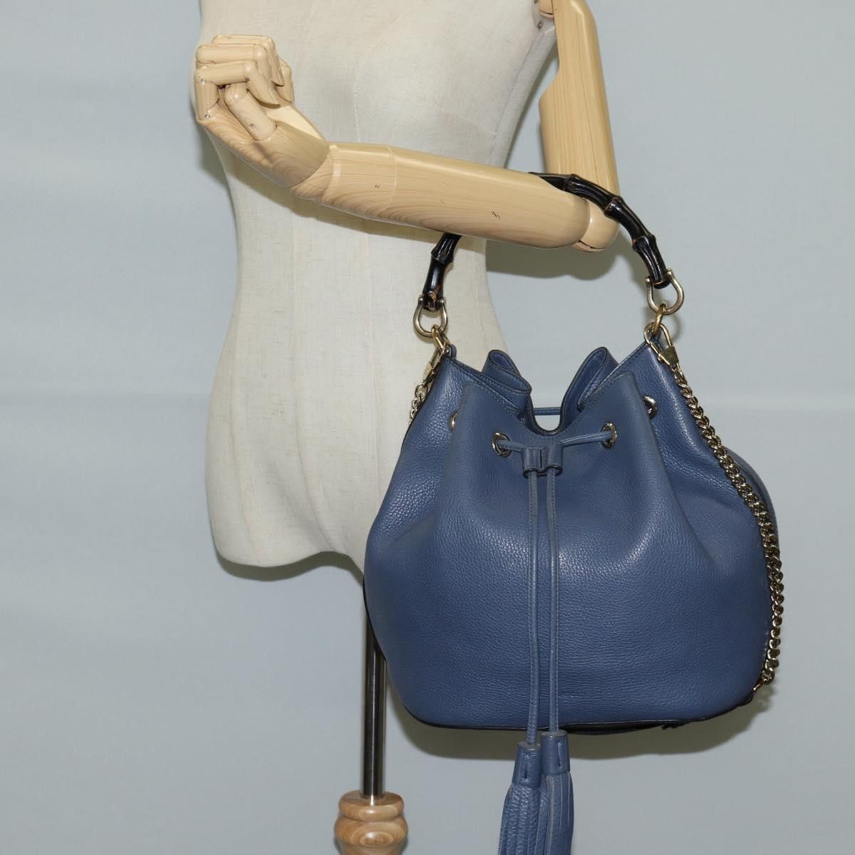 Gucci GUCCI Bamboo Hand Bag Leather Blue Gold Size ONE SIZE - 24 Thumbnail