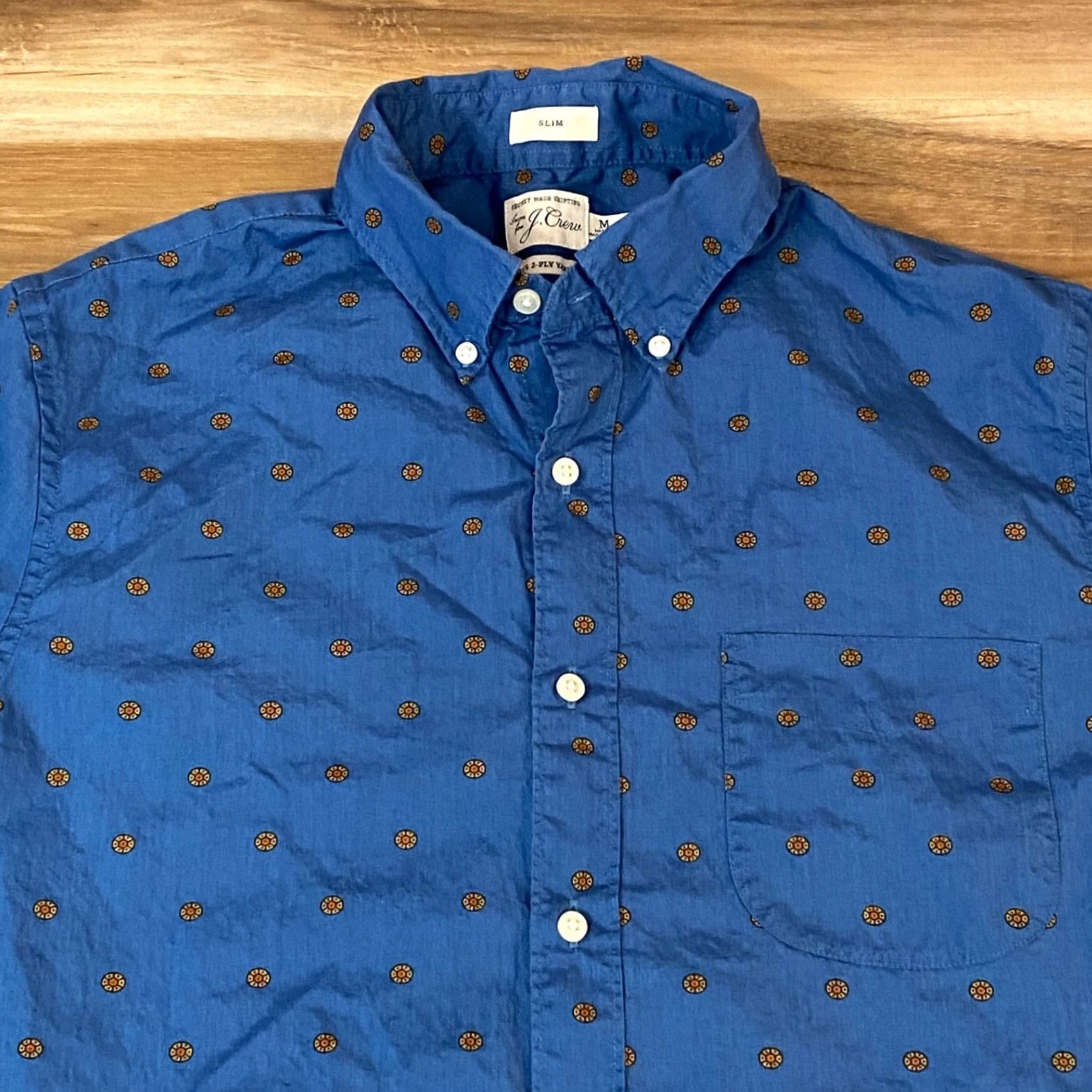 J.Crew J.CREW Shirt Mens M Slim Fit Blue Floral Dot Cotton Button-Down Long Sleeve Size US M / EU 48-50 / 2 - 2 Thumbnail