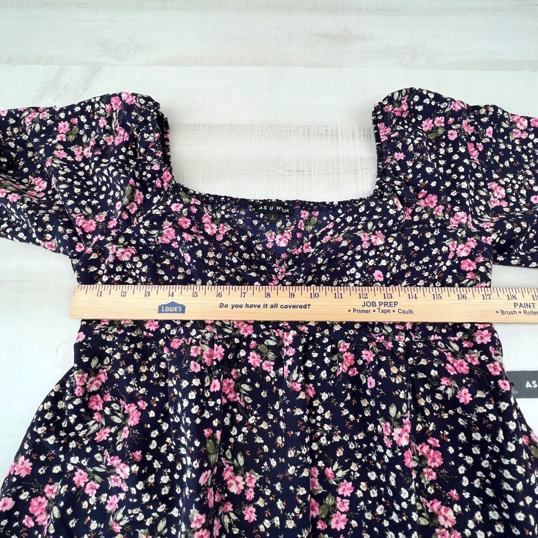 Vintage As U Wish Womens Tunic Top Navy Blue Floral Off Shoulder Flowy Blouse Large Size L / US 10 / IT 46 - 6 Thumbnail