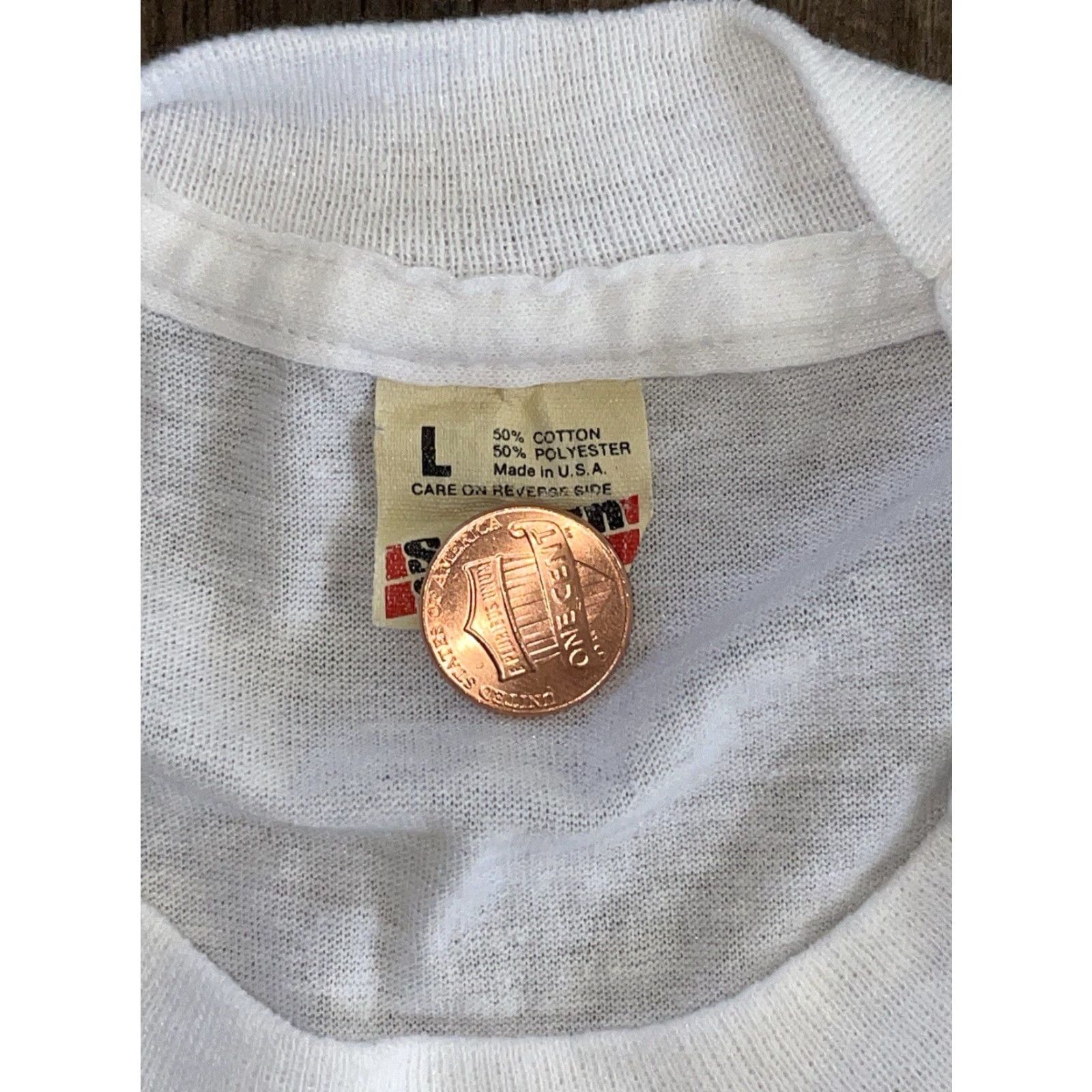 Vintage VINTAGE Screen Stars Victory For World Piece T-Shirt L White Mens Stars Stitch L Size US L / EU 52-54 / 3 - 3 Thumbnail