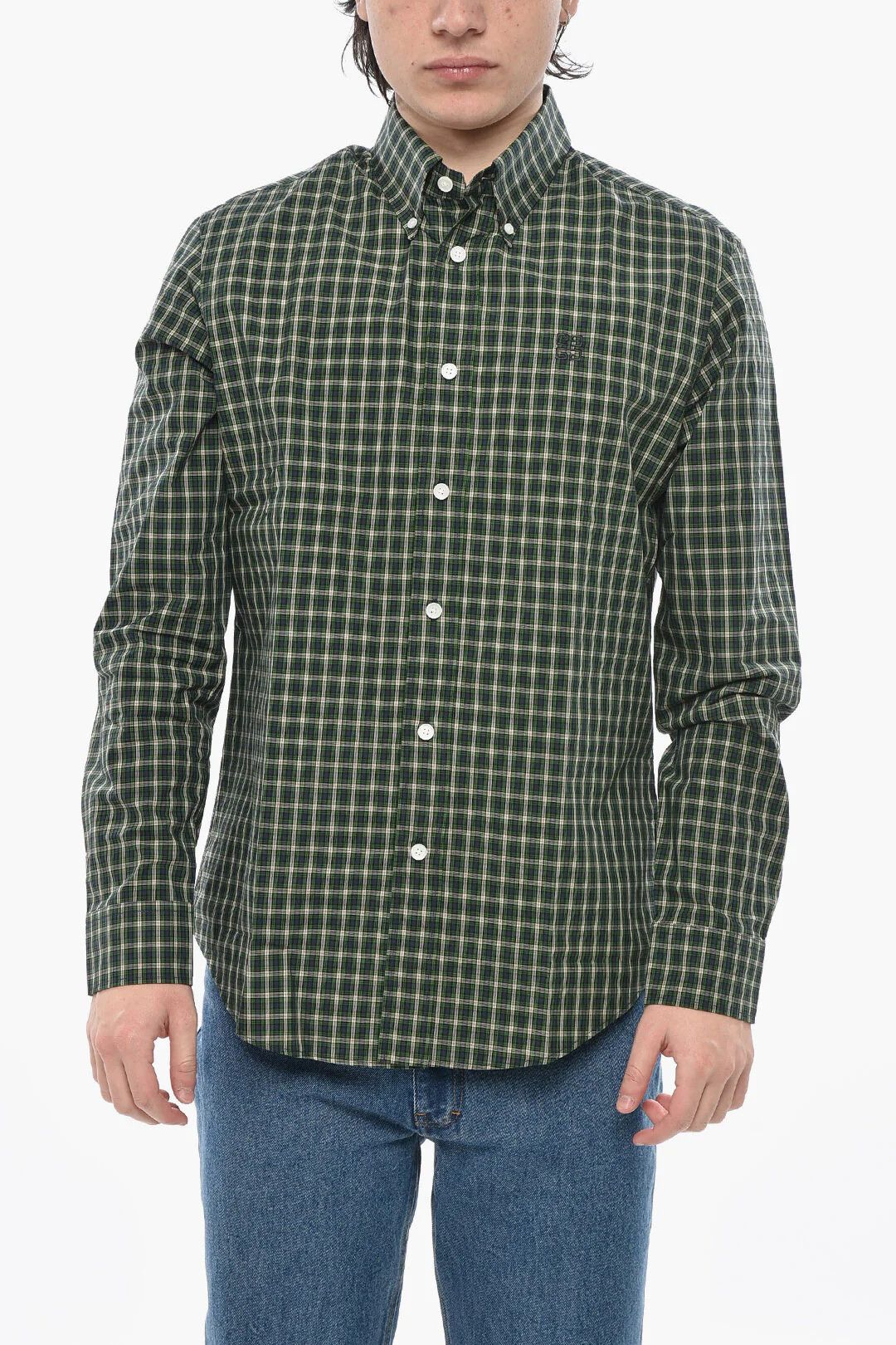Givenchy og1mm0326 Button-Down Cotton Shirt in Multicolour Size US S / EU 44-46 / 1 - 1 Thumbnail