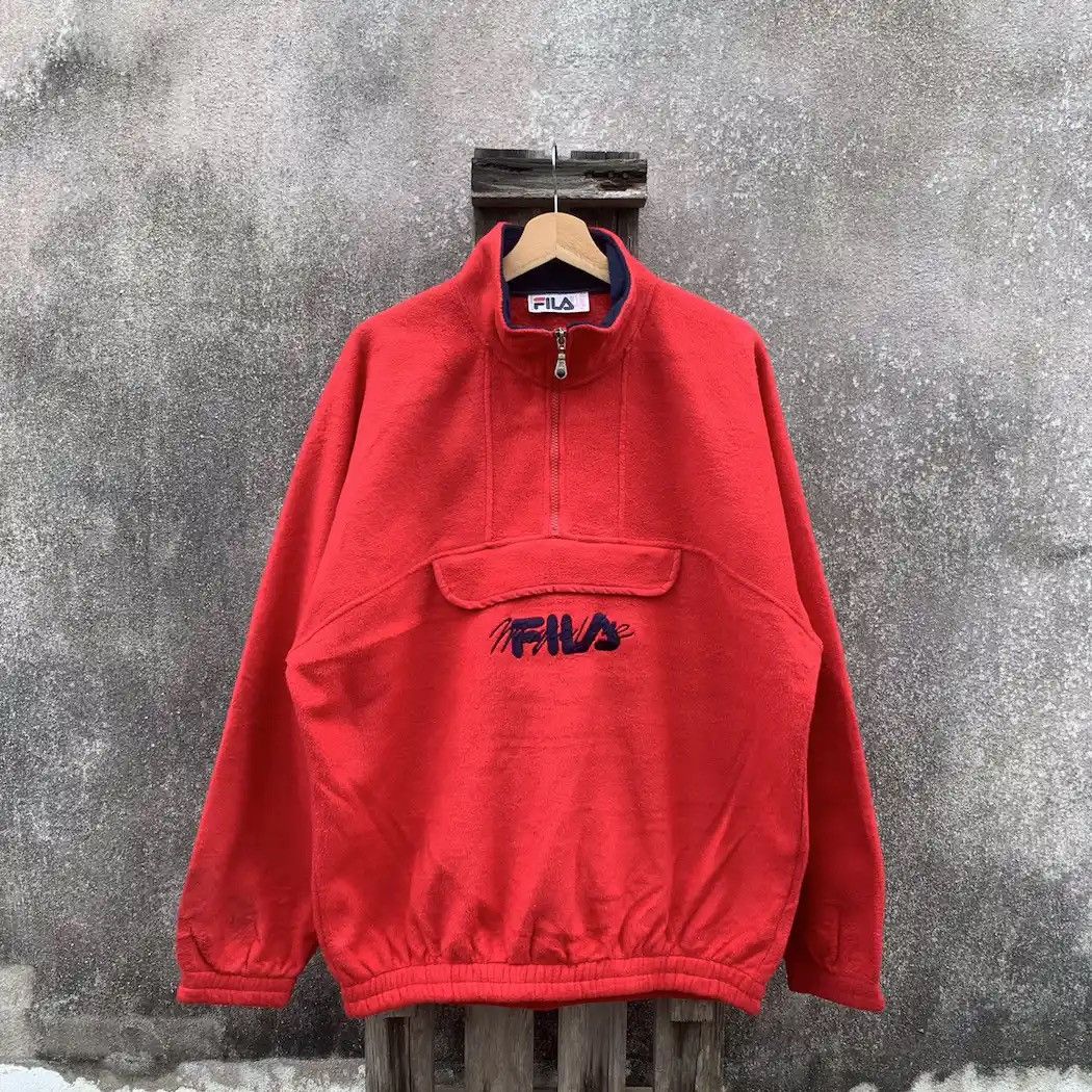 Fila × Vintage 1990’s Vintage Fila QuarterZip Pullover Baggy Sweater Jacket Size US XL / EU 56 / 4 - 1 Thumbnail