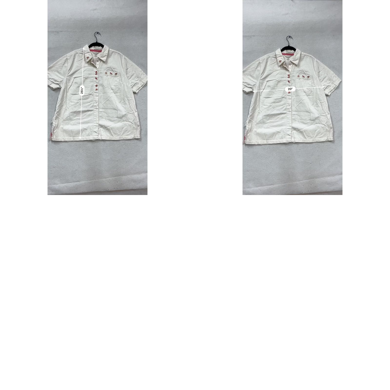 Vintage C.J. Banks Embroidered Watermelon & Daisy Button-Up Shirt 1X Womens Pink Trim Cotton White Vintage: No Size XL / US 12-14 / IT 48-50 - 8 Thumbnail