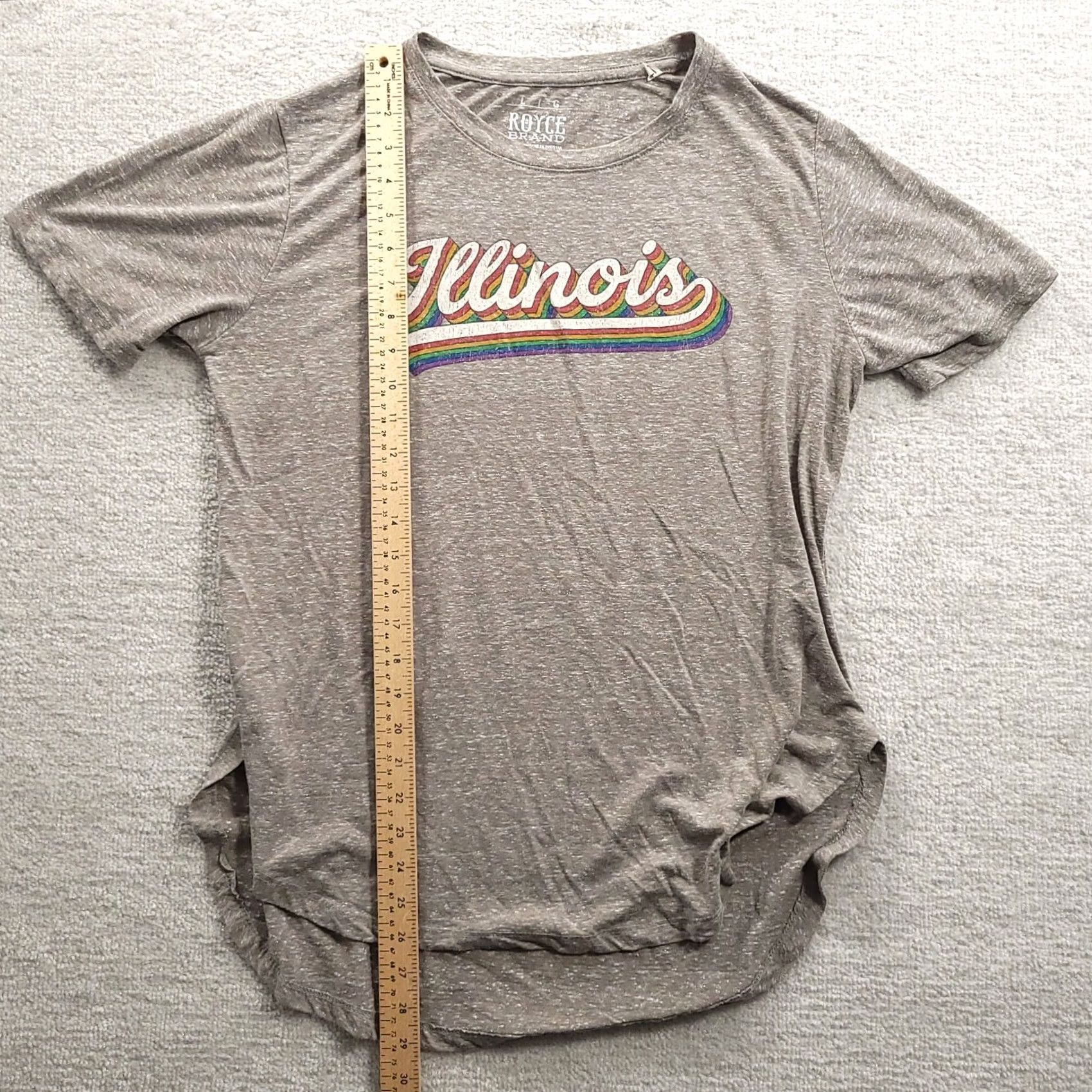 Spell Royce Brand T Shirt Women's Large Gray Illinois Spell Out Tee Short Sleeve Round Hem Crew Neck Pullover Casual 90s Summer Vintage: No Size L / US 10 / IT 46 - 6 Thumbnail