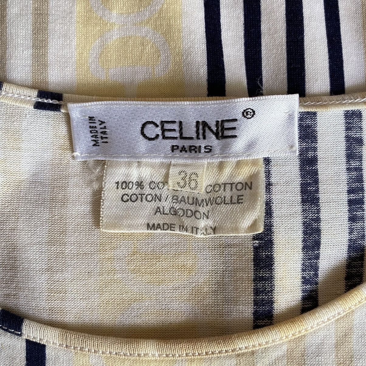 Celine CELINE Beige & Navy Chain Stripe Tee Size XS / US 0-2 / IT 36-38 - 5 Thumbnail