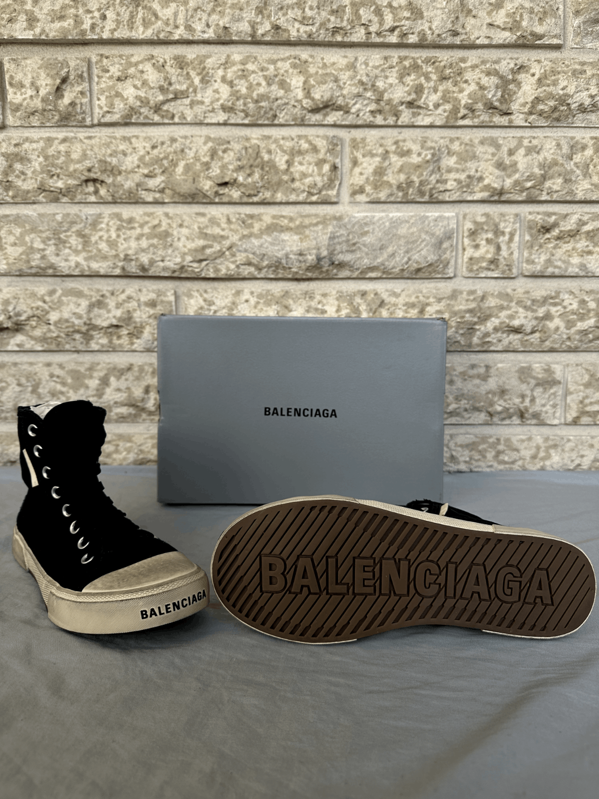 Balenciaga Balenciaga Black Paris HighTop Shoes With Distressing Size Size US 7 / EU 40 - 3 Thumbnail
