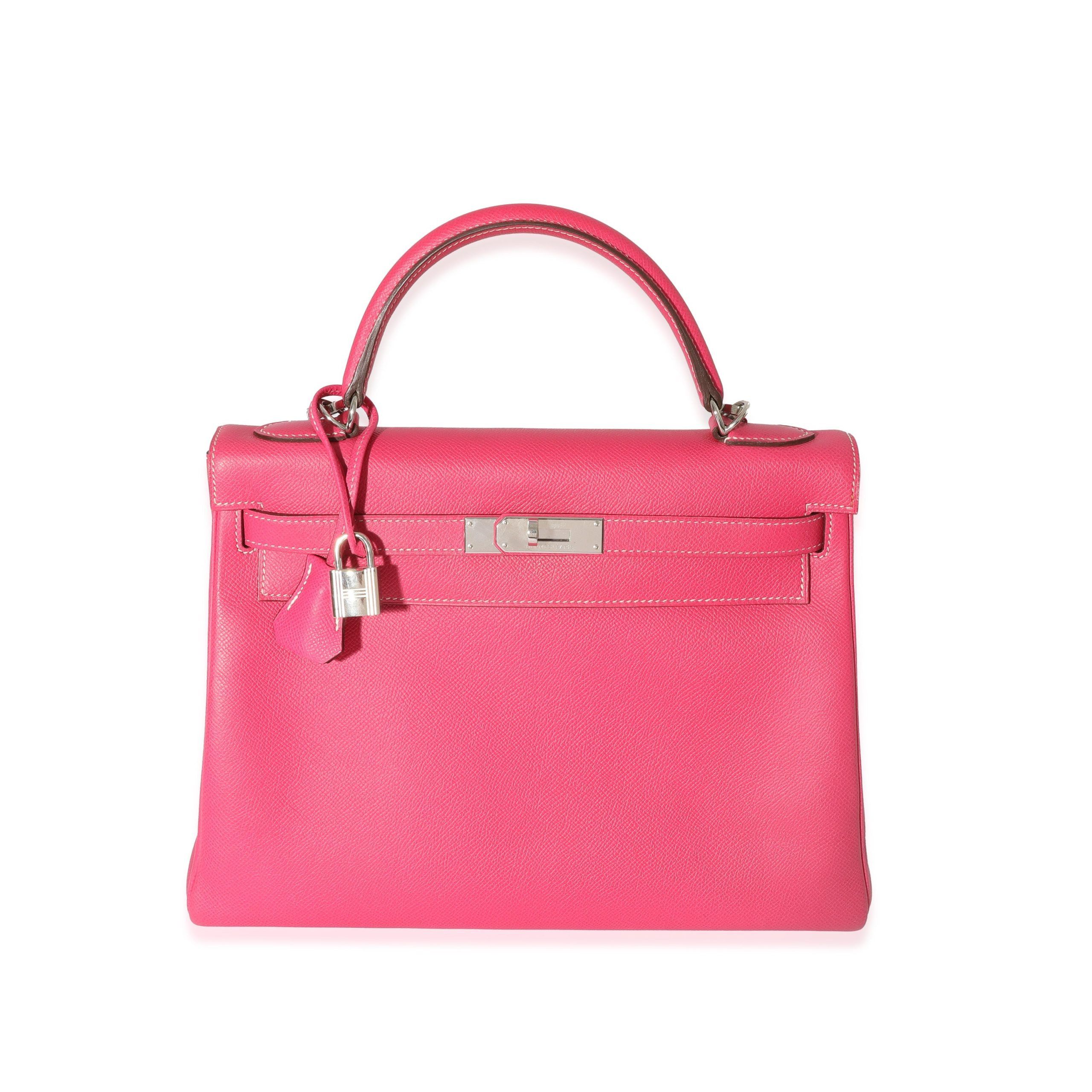 image of Hermes Rose Tyrien Rubis Epsom Candy Retourne Kelly 32 Phw in Pink, Women's