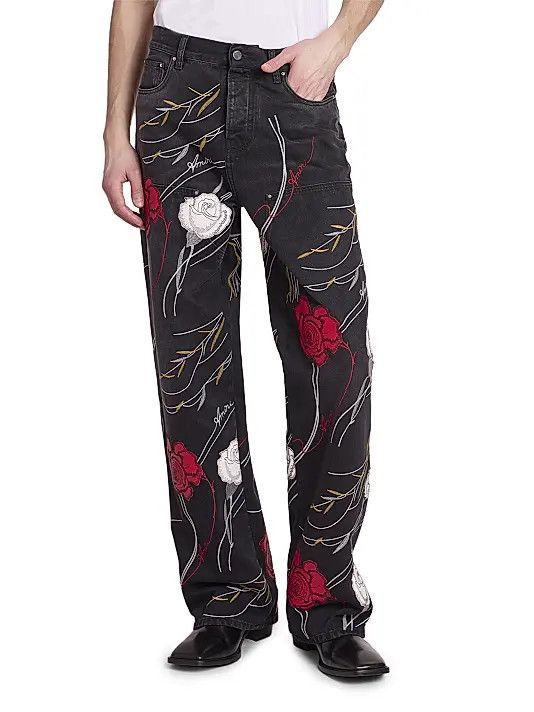 Amiri os11x1225 Floral Relaxed Carpenter Jeans in Multicolor Size US 36 / EU 52 - 3 Thumbnail