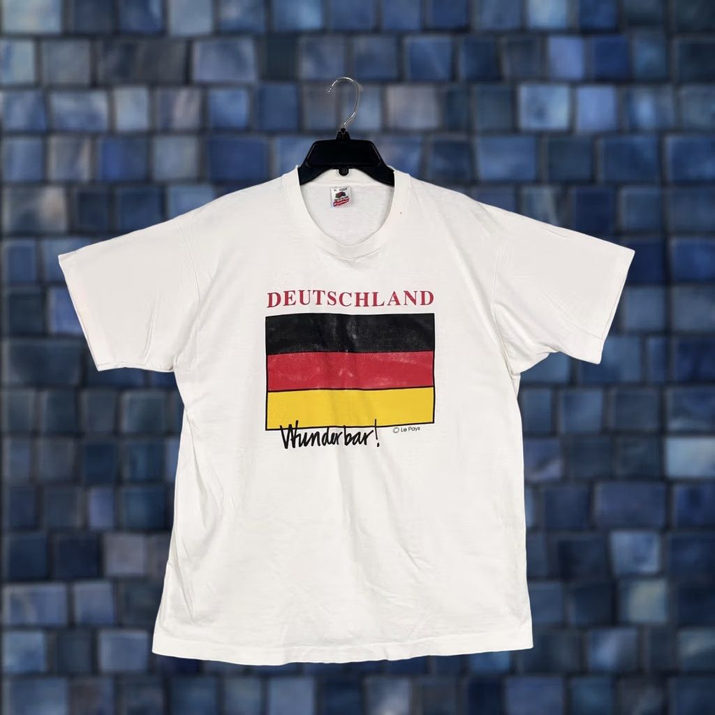 Fruit Of The Loom VINTAGE Deutschland Shirt Mens XL White Germany Flag Wunderbar Fruit of the Loom T-Shirt Size US XL / EU 56 / 4 - 1 Thumbnail