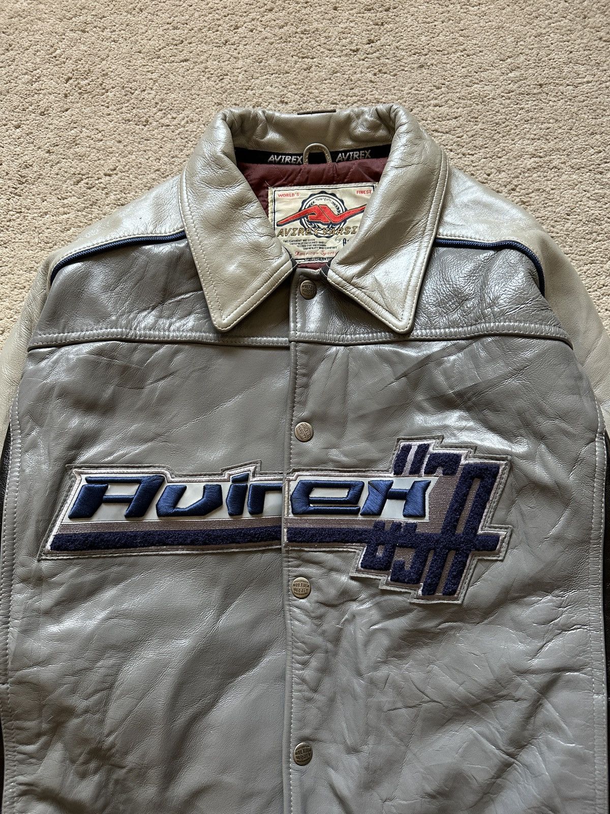 Avirex × Vintage 1990s Avirex Spirit of American Leather Varsity Jacket Size US XL / EU 56 / 4 - 2 Thumbnail