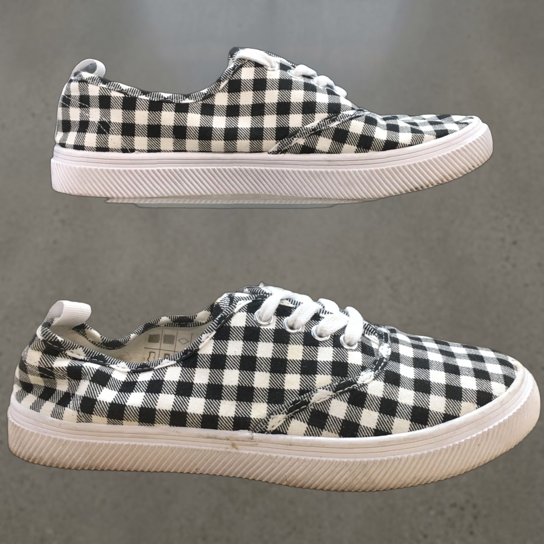 H&M H&M Divided Shoes Women Plaid Casual Low Top Lace Up Sneakers Black White Size M / US 6-8 / IT 42-44 - 1 Thumbnail