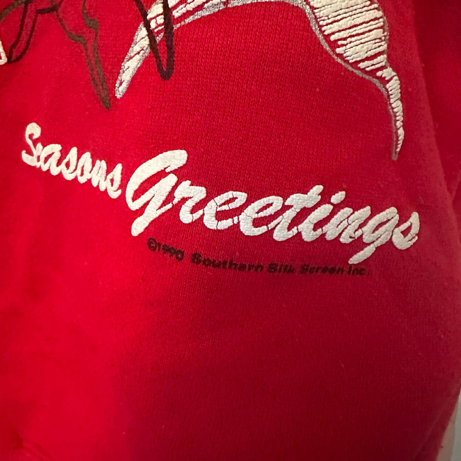 Hanes 90s Christmas sweater with reindeer red 1990 vintage Size US XL / EU 56 / 4 - 3 Thumbnail