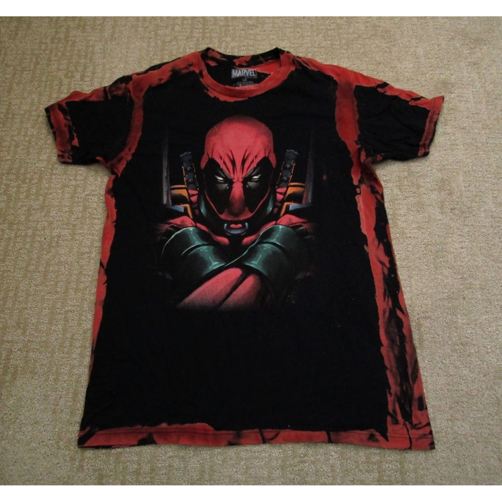 Vintage Marvel Deadpool Shirt Men L Black Red Mad Engine Tie Dye Comic Movie Graphic Size US L / EU 52-54 / 3 - 2 Thumbnail