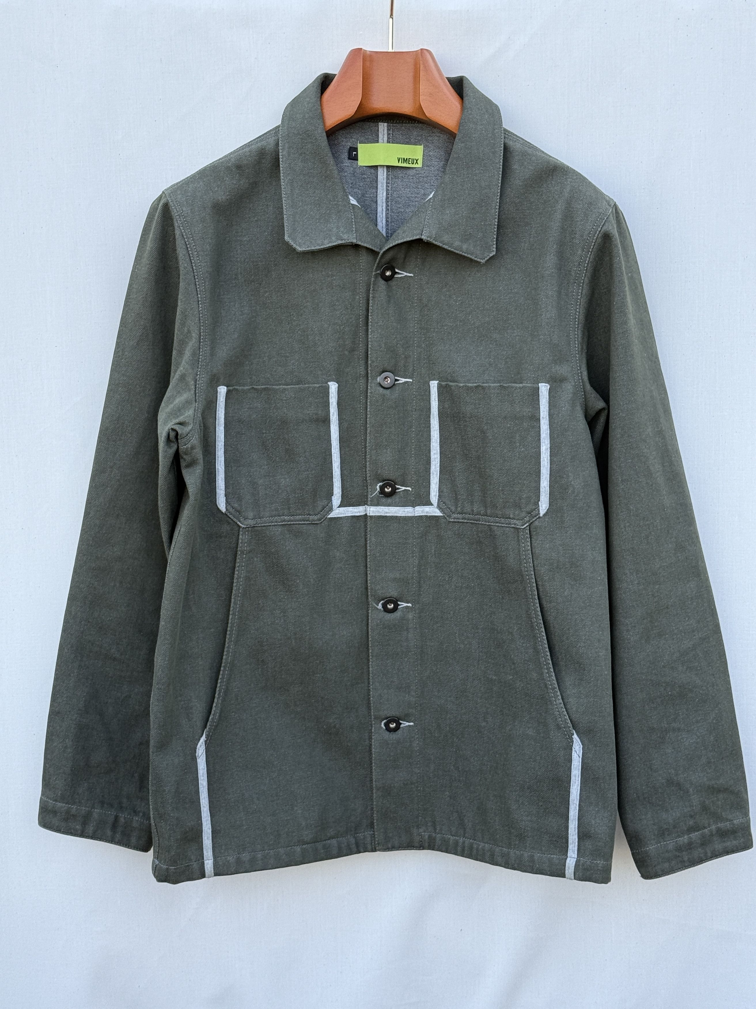Other Green Denim Chore Jacket With Gray Knit Trim Size US L / EU 52-54 / 3 - 1 Thumbnail