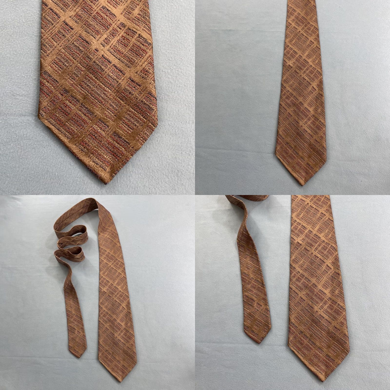 MCM VINTAGE Rhodia Necktie Italian Woven Tie Geometric Plaid Brown Red Blue 3x48" Mens Tie Size ONE SIZE - 10 Thumbnail
