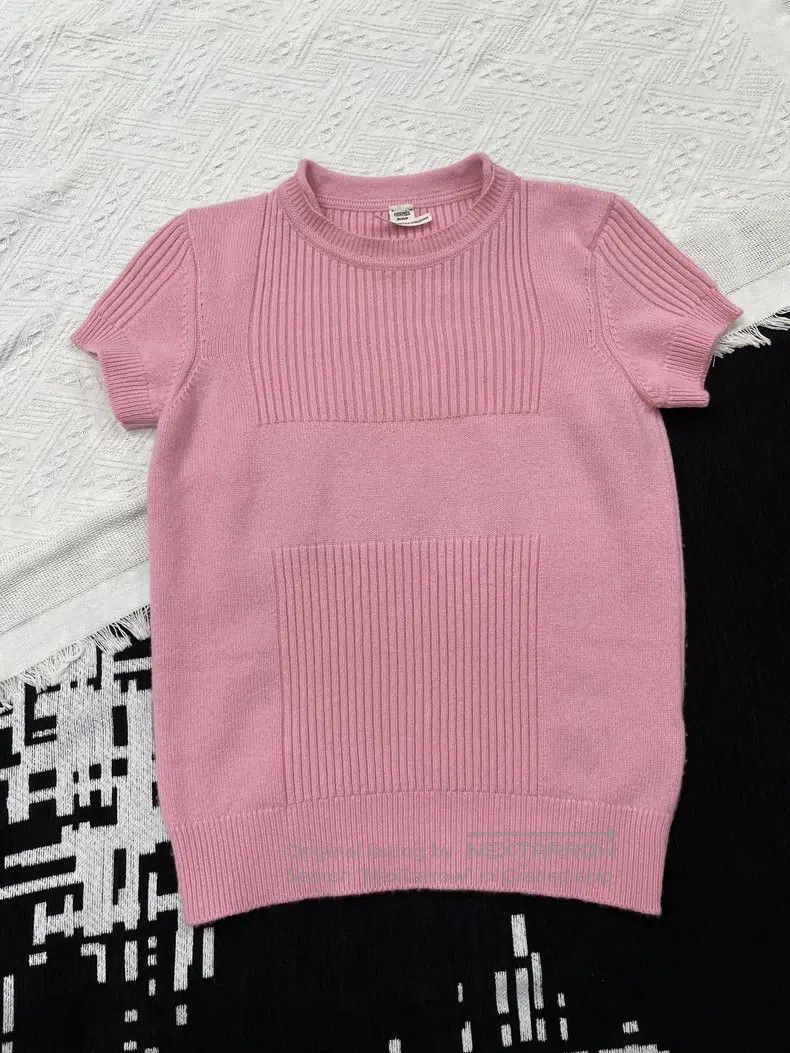 Hermes Hermes Pink cashmere knit short sleeve top Size XS / US 0-2 / IT 36-38 - 1 Thumbnail