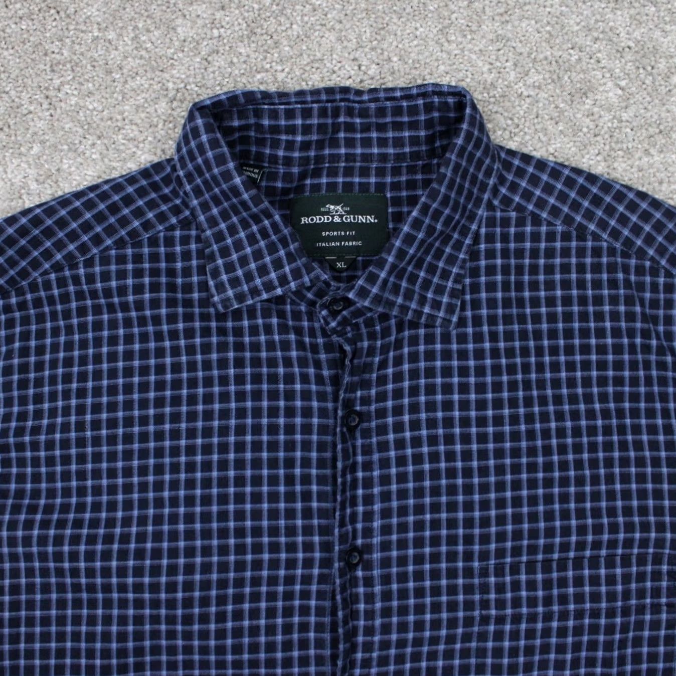 Rodd & Gunn Rodd & Gunn Shirt Mens XL Blue Leggiuno Cotton L/S Button-Up Check Knit? (rephrase) Size US XL / EU 56 / 4 - 5 Thumbnail