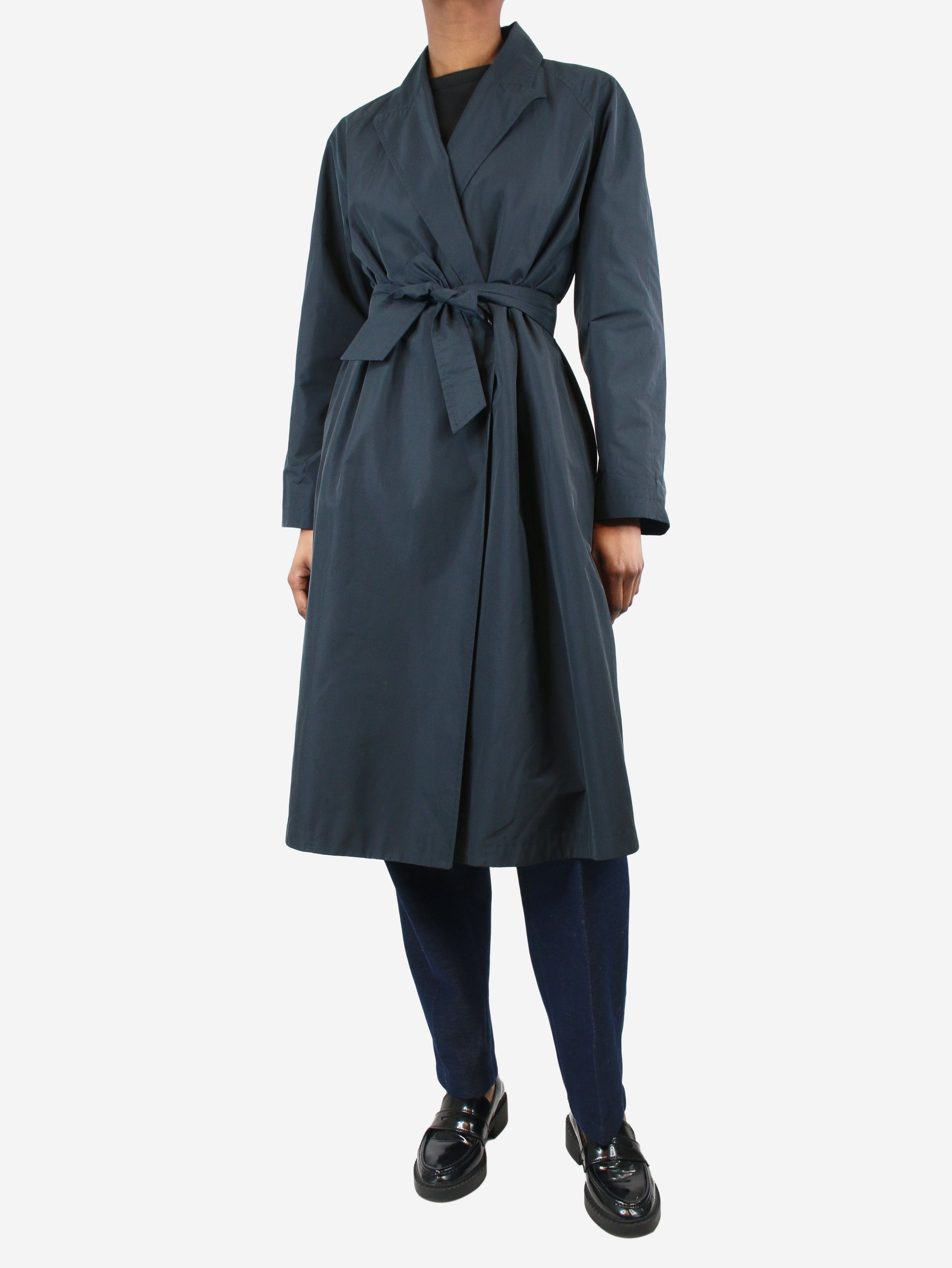 image of Max Mara Dark Blue Belted Trench Coat - Size Uk 6, Women's