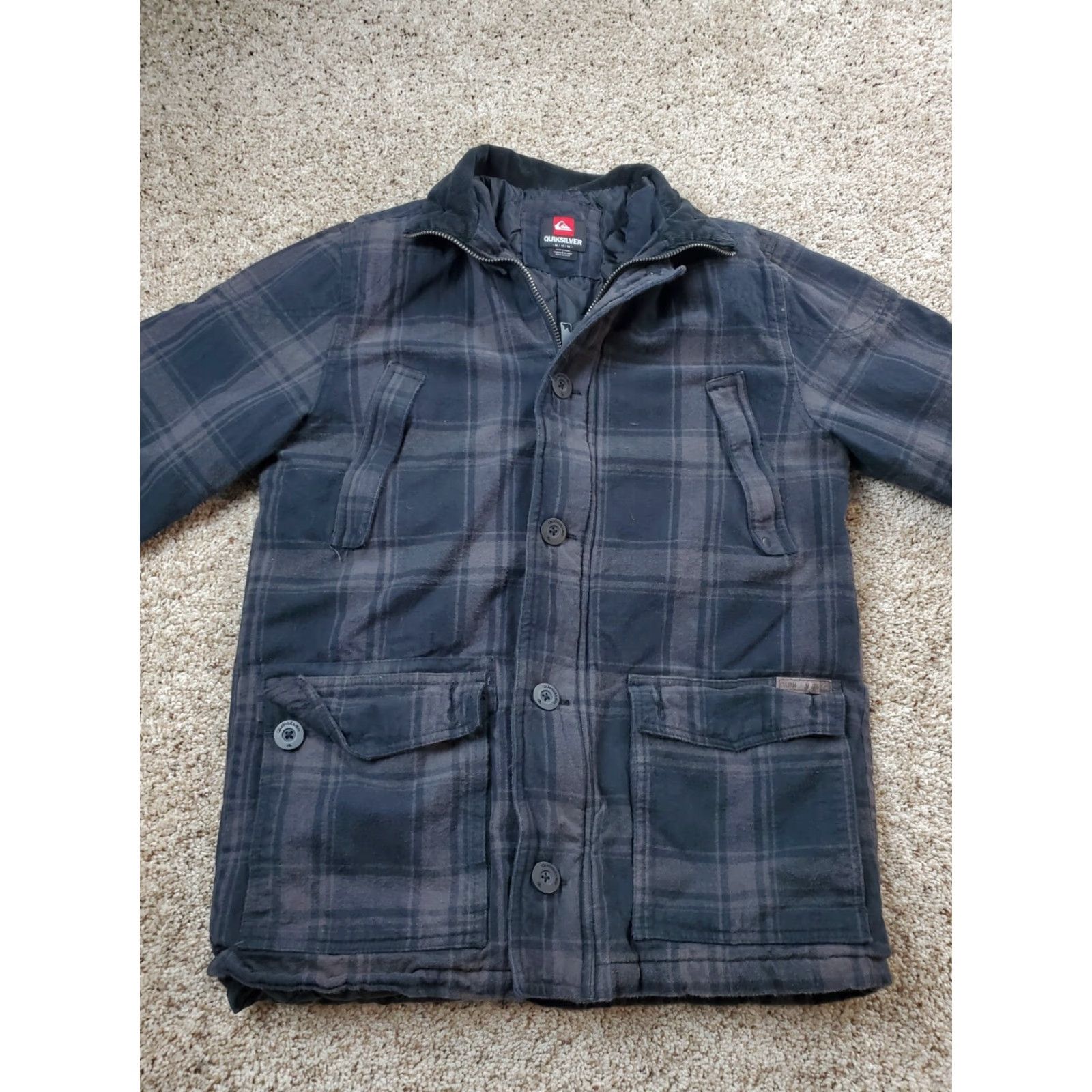 Quiksilver Quiksilver Shirt Jacket Mens M Plaid Flannel Full Zip Quilted Lined Black Autumn Winter Casual Outdoor Button Up Medium Size US M / EU 48-50 / 2 - 3 Thumbnail