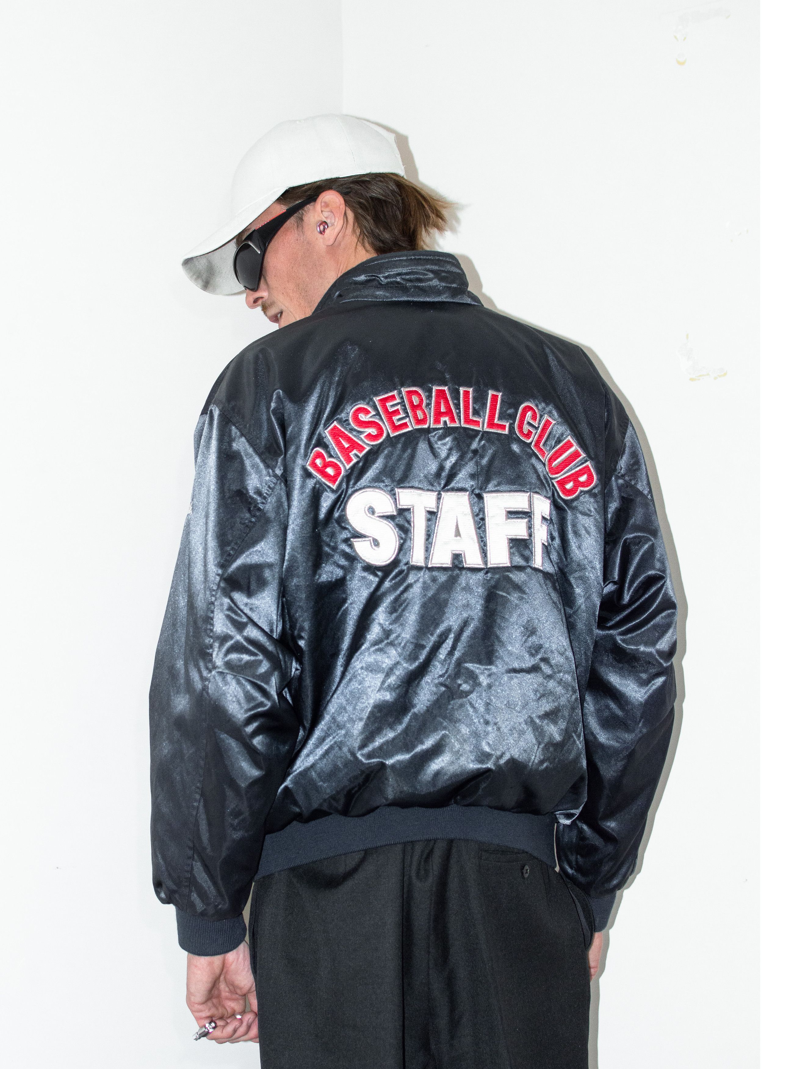 Y2k vintage Satin Navy Embroidered NY Baseball Bomber Jacket