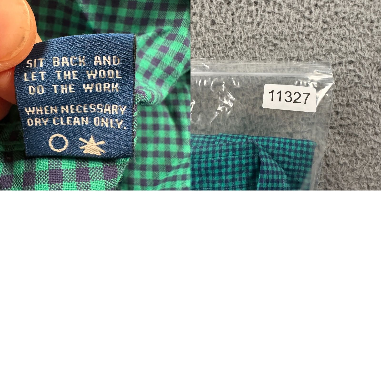 Wool & Prince Shirt Mens M Green Blue Check Long Sleeve Button Up 100% Wool