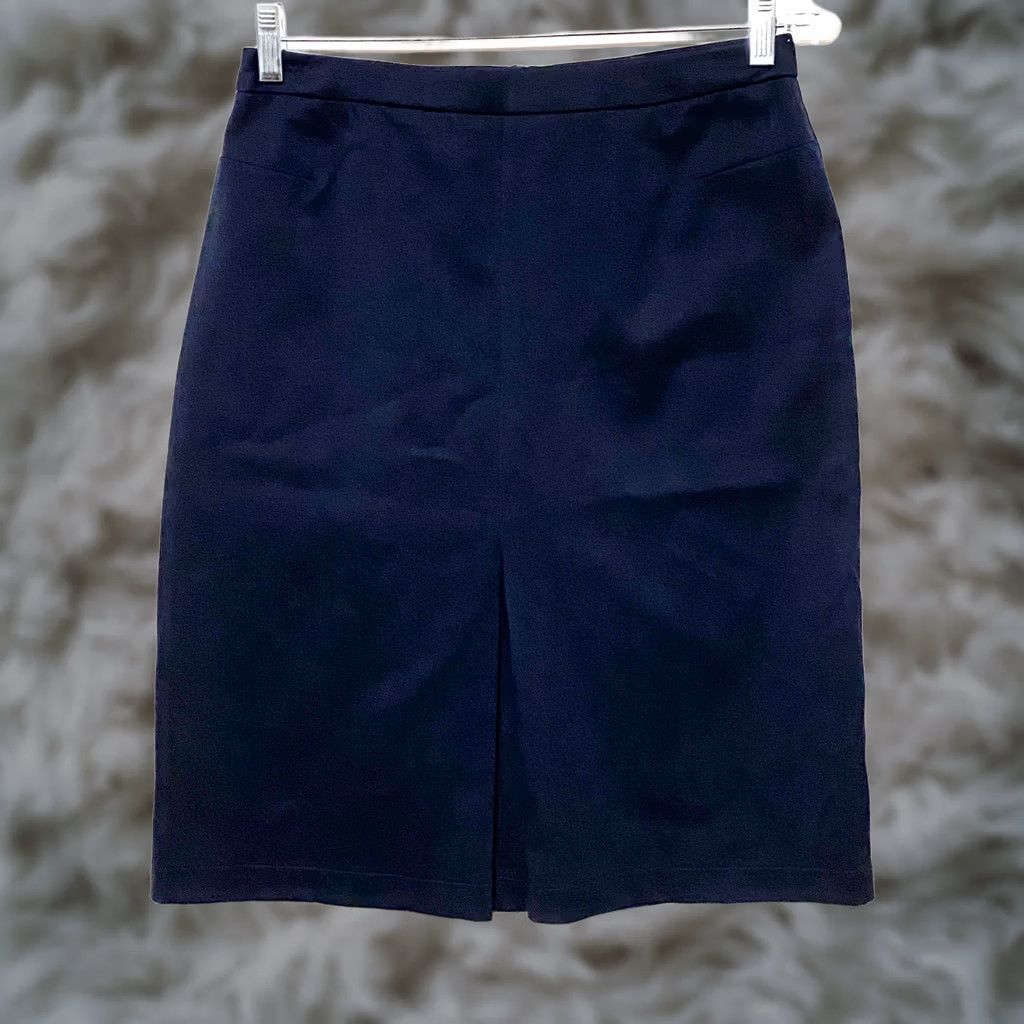 Vintage VINTAGE Mixit Navy Blue Pencil Skirt Womens 4 Front Slit Knee Length Career Office Formal Workwear Womens Size 27" / US 4 / IT 40 - 1 Thumbnail